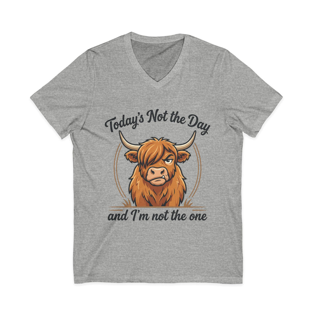 Today's Not the Day And I'm Not the One V-Neck Tee — Funny Highland Cow Graphic T-Shirt