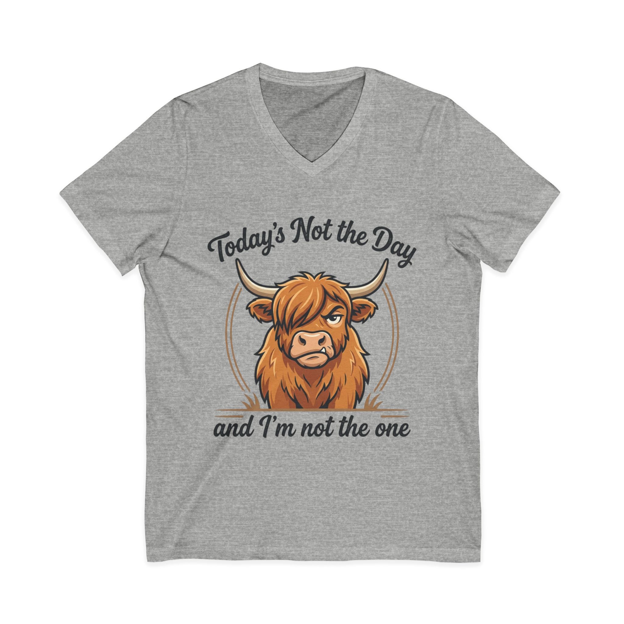 Today's Not the Day And I'm Not the One V-Neck Tee — Funny Highland Cow Graphic T-Shirt