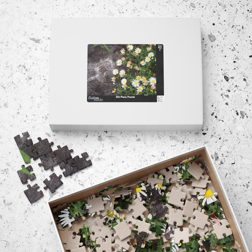 Daisy Garden Puzzle — Rustic Wood & Wildflower Jigsaw (110–1014 pcs)