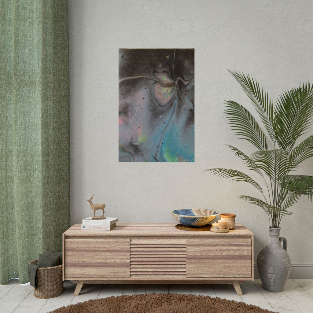Abstract Galaxy Poster — Iridescent Fluid Art Rolled Poster