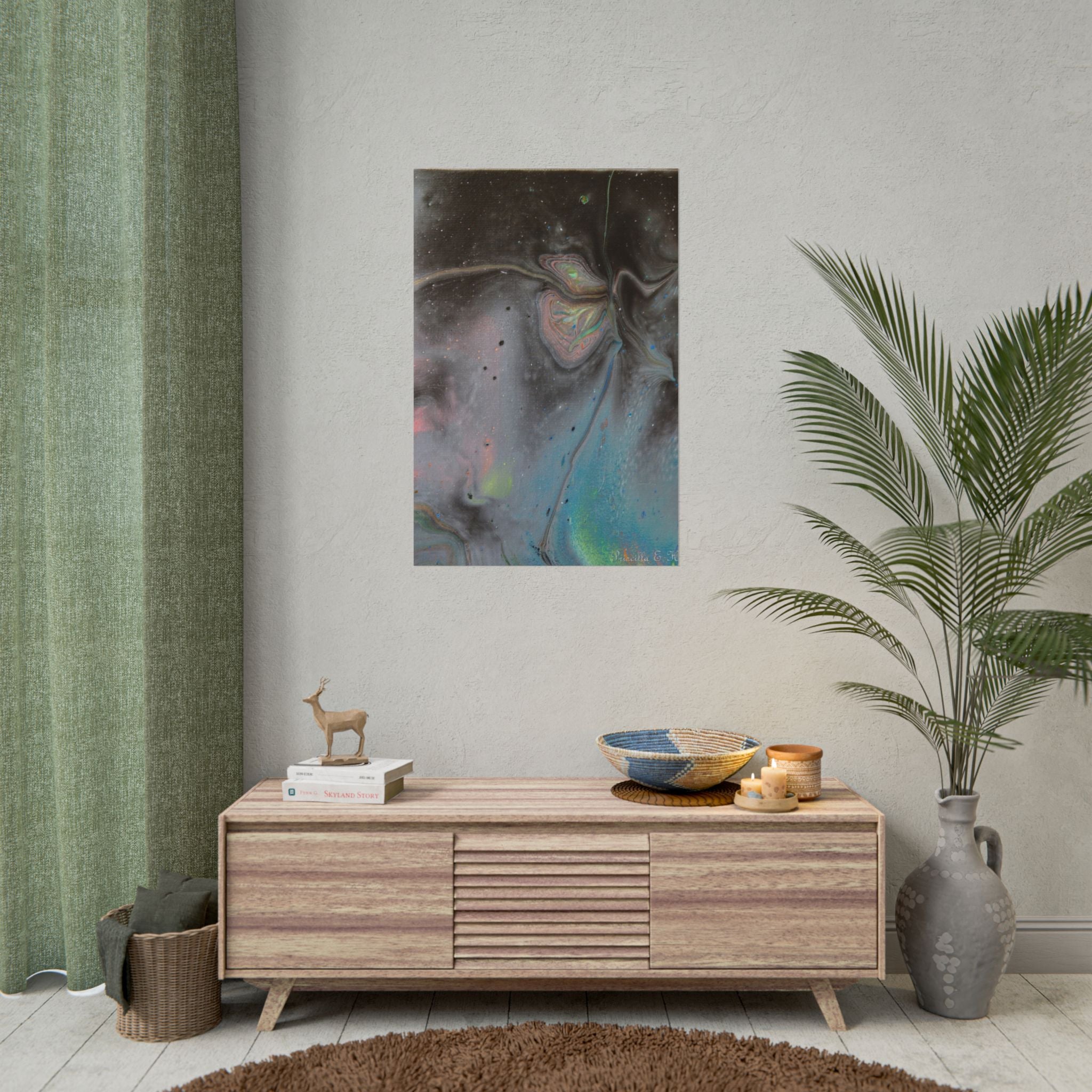 Abstract Galaxy Poster — Iridescent Fluid Art Rolled Poster