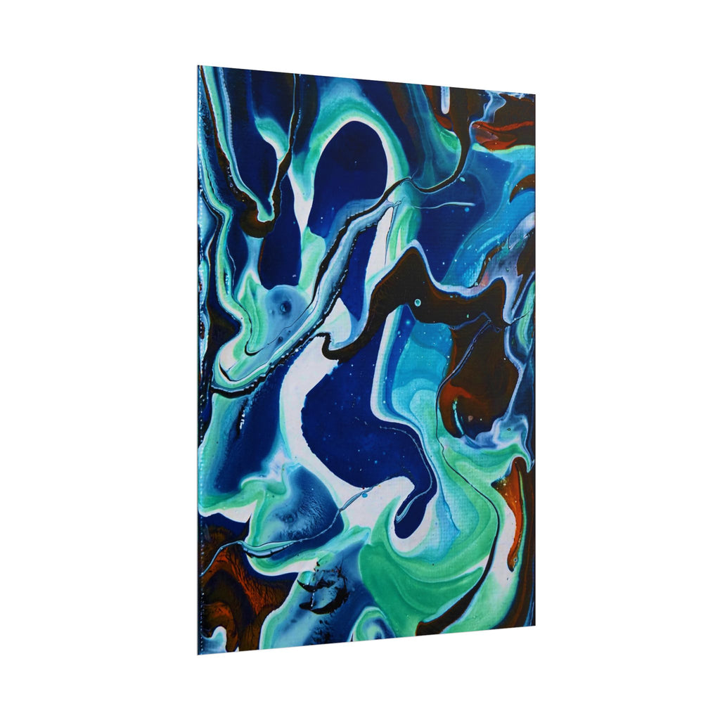 Abstract Ocean Swirl Rolled Poster — Blue & Teal Fluid Art Wall Print
