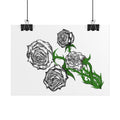 Rolled Poster — Hand-Drawn Black Rose Bouquet Floral Art Print