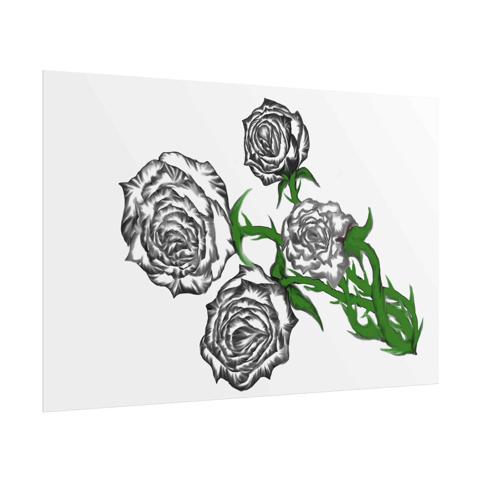 Rolled Poster — Hand-Drawn Black Rose Bouquet Floral Art Print