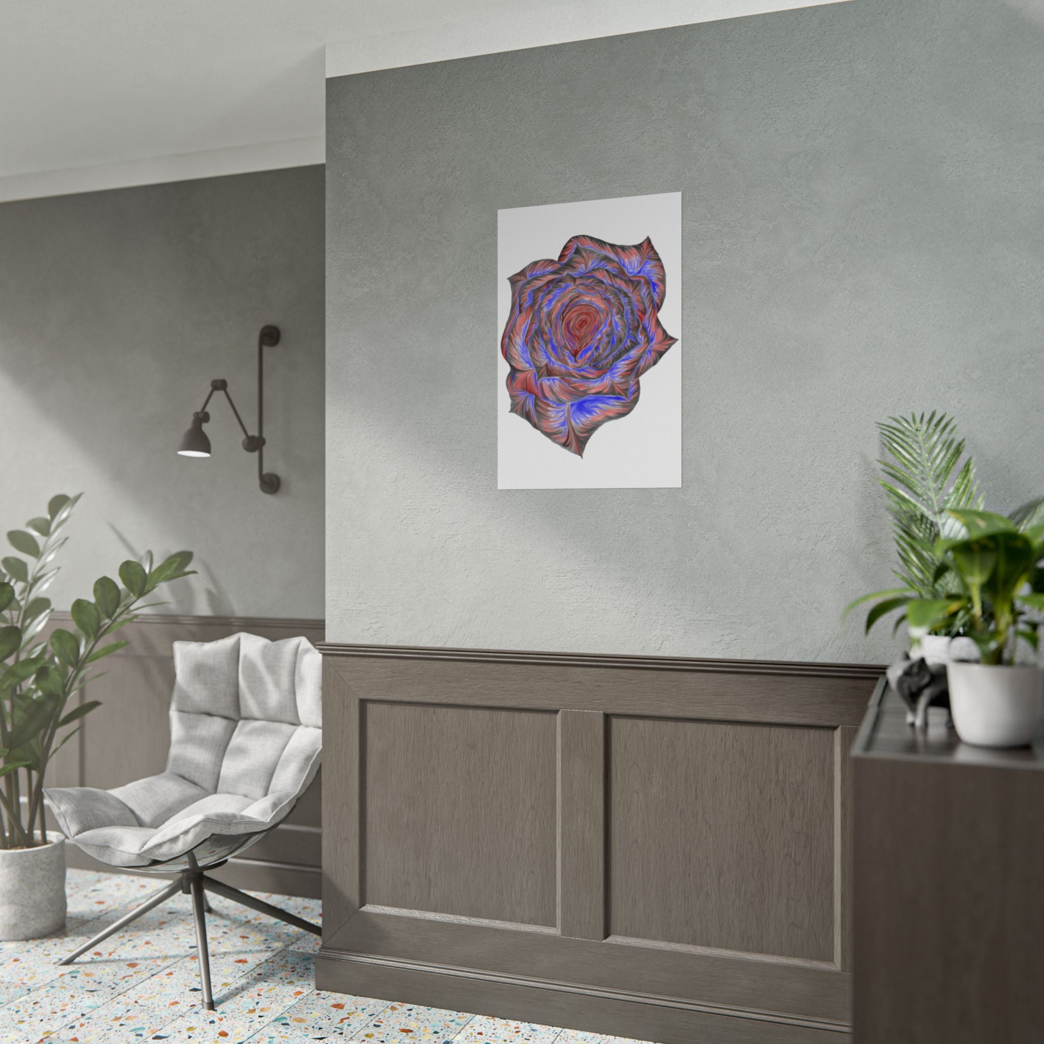 Abstract Rose Art Poster — Colorful Swirl Floral Wall Print