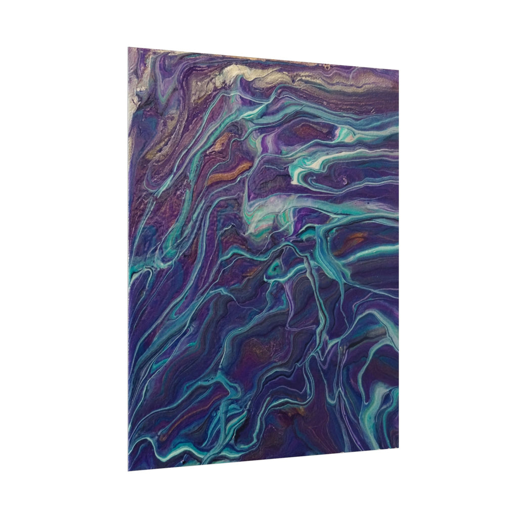 Abstract Fluid Art Poster — Purple Teal Marble Swirl Rolled Poster