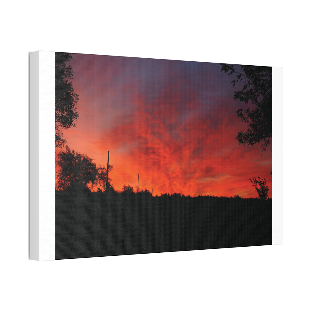 Sunset Silhouette Canvas Print — Fiery Red Orange Sky Wall Art