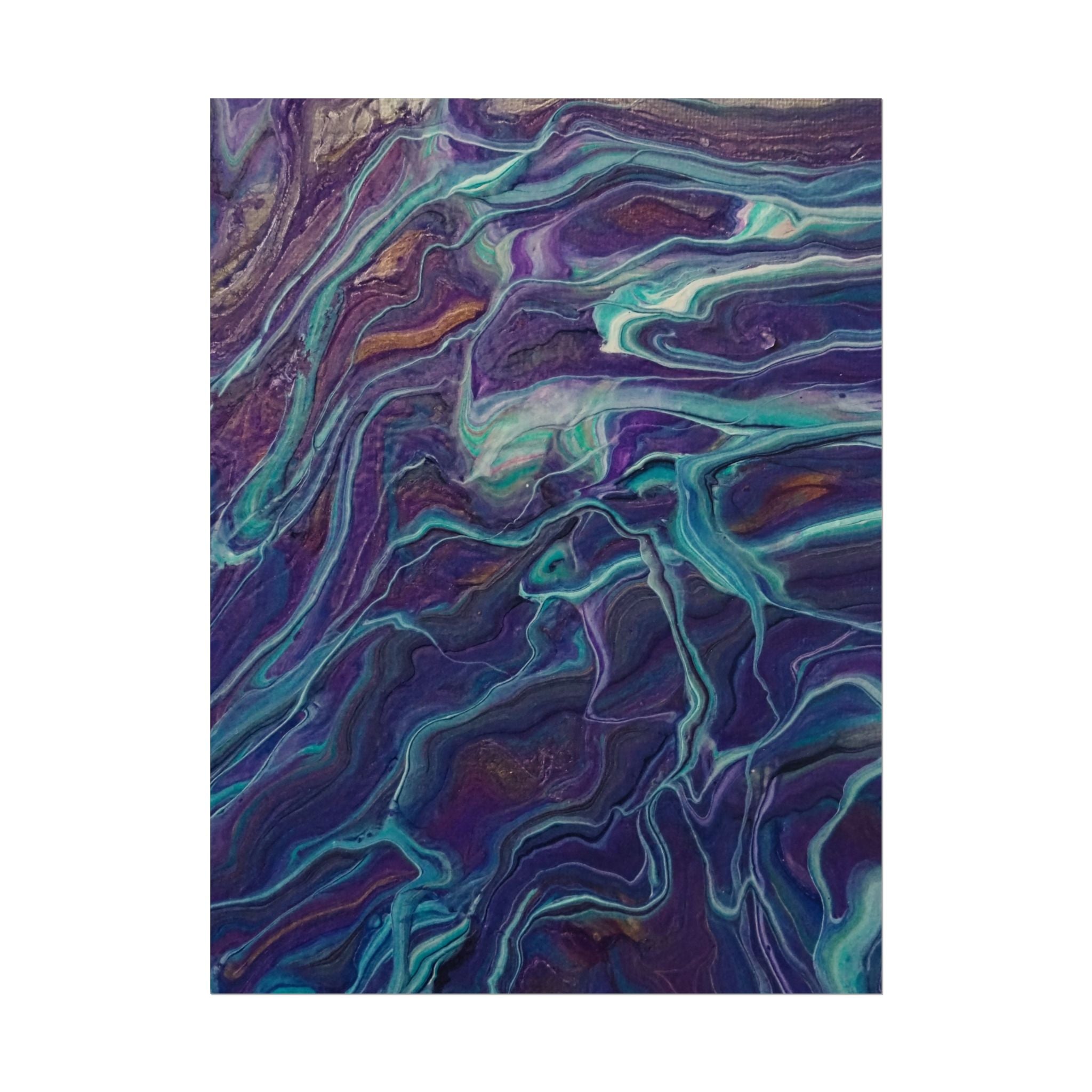Abstract Fluid Art Poster — Purple Teal Marble Swirl Rolled Poster