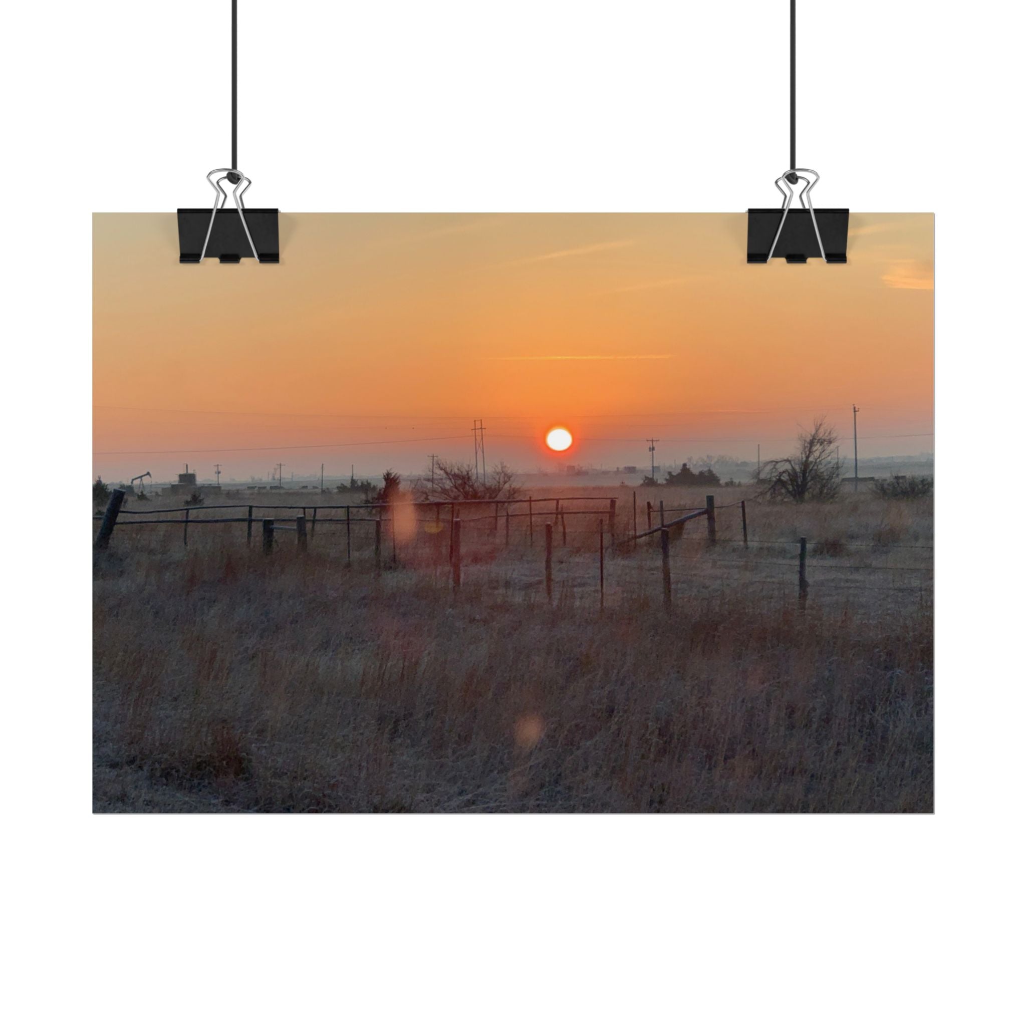 Sunrise Prairie Rolled Poster — Rustic Landscape Wall Art