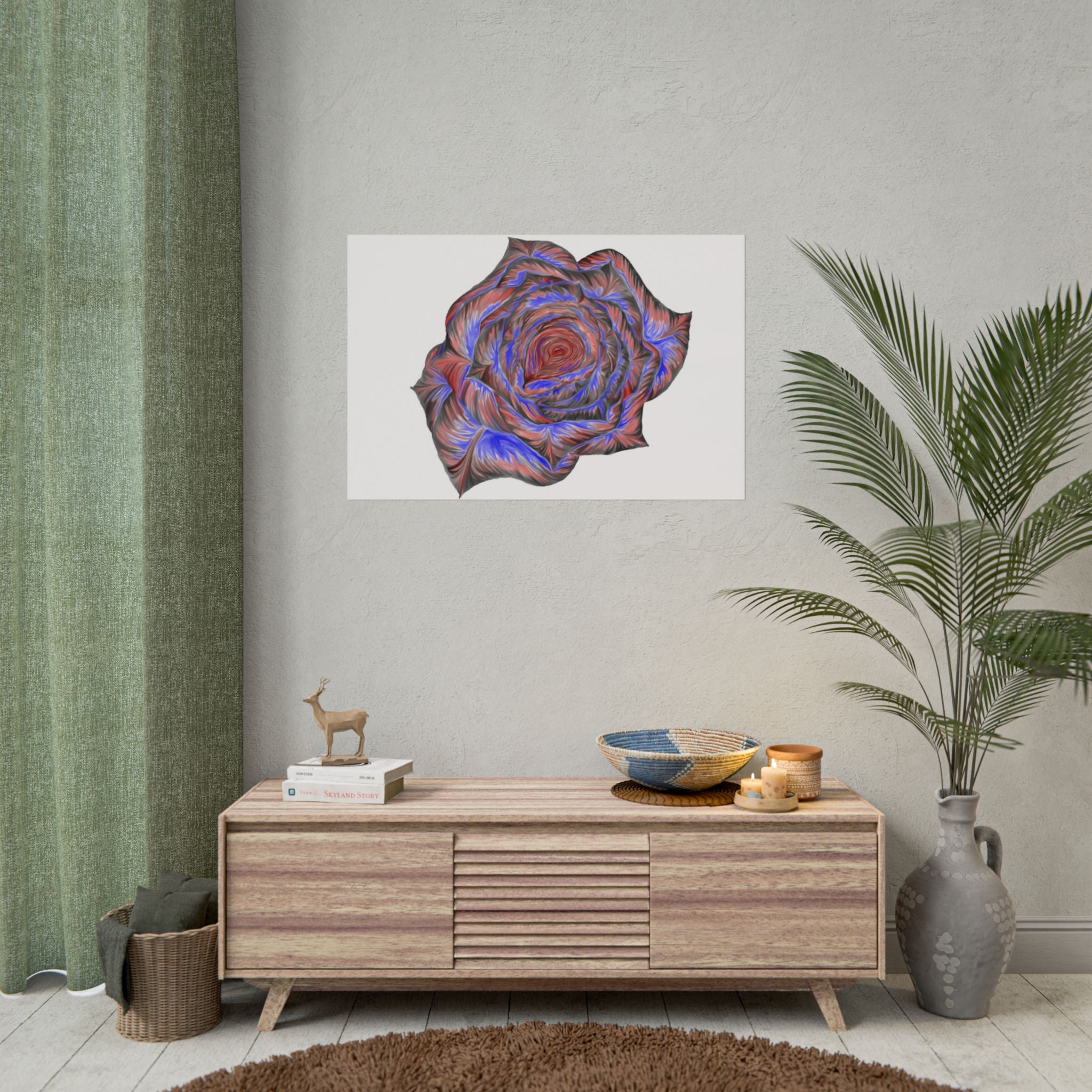 Abstract Rose Art Poster — Colorful Swirl Floral Wall Print