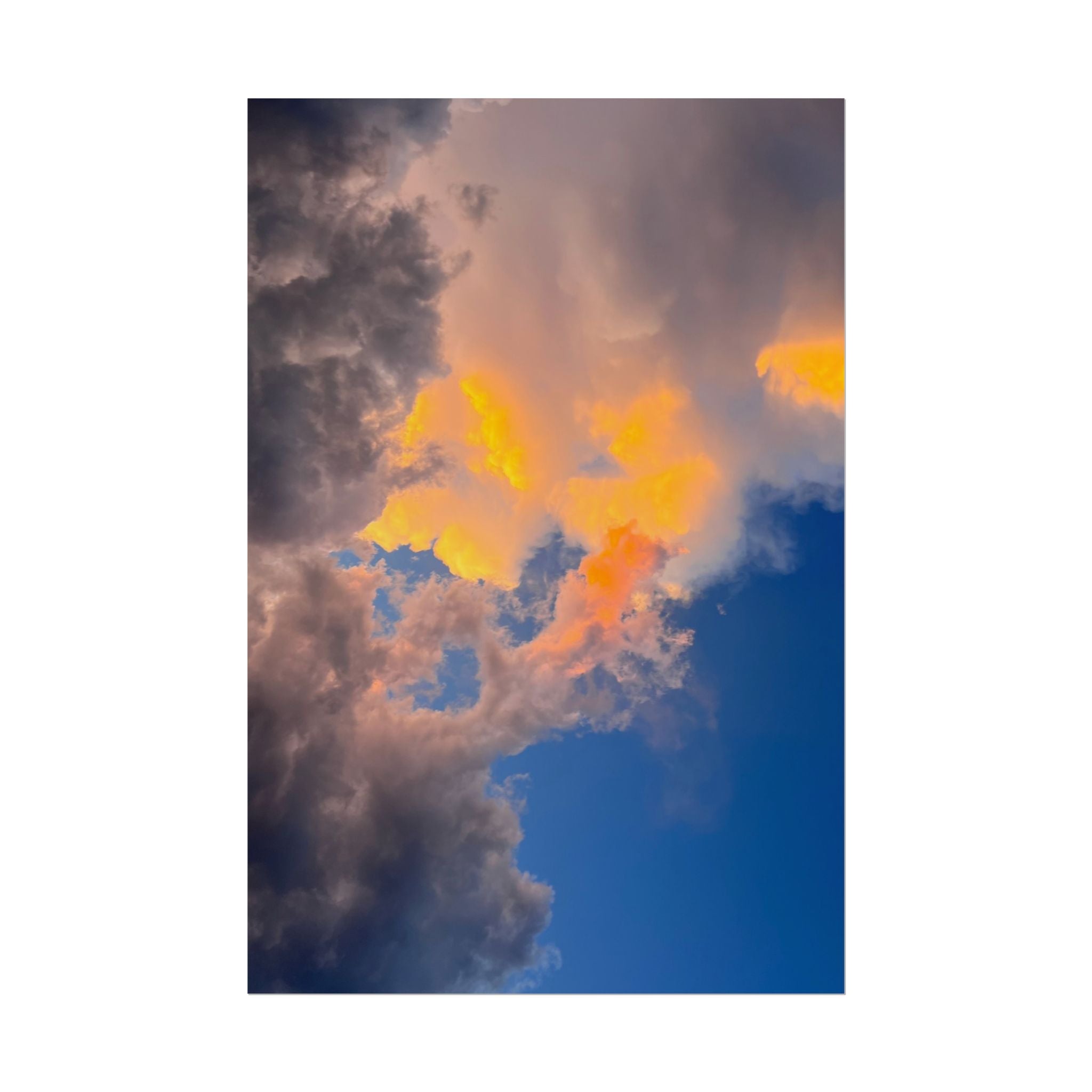 Sunset Cloudscape Rolled Poster — Dramatic Orange & Blue Sky Wall Art