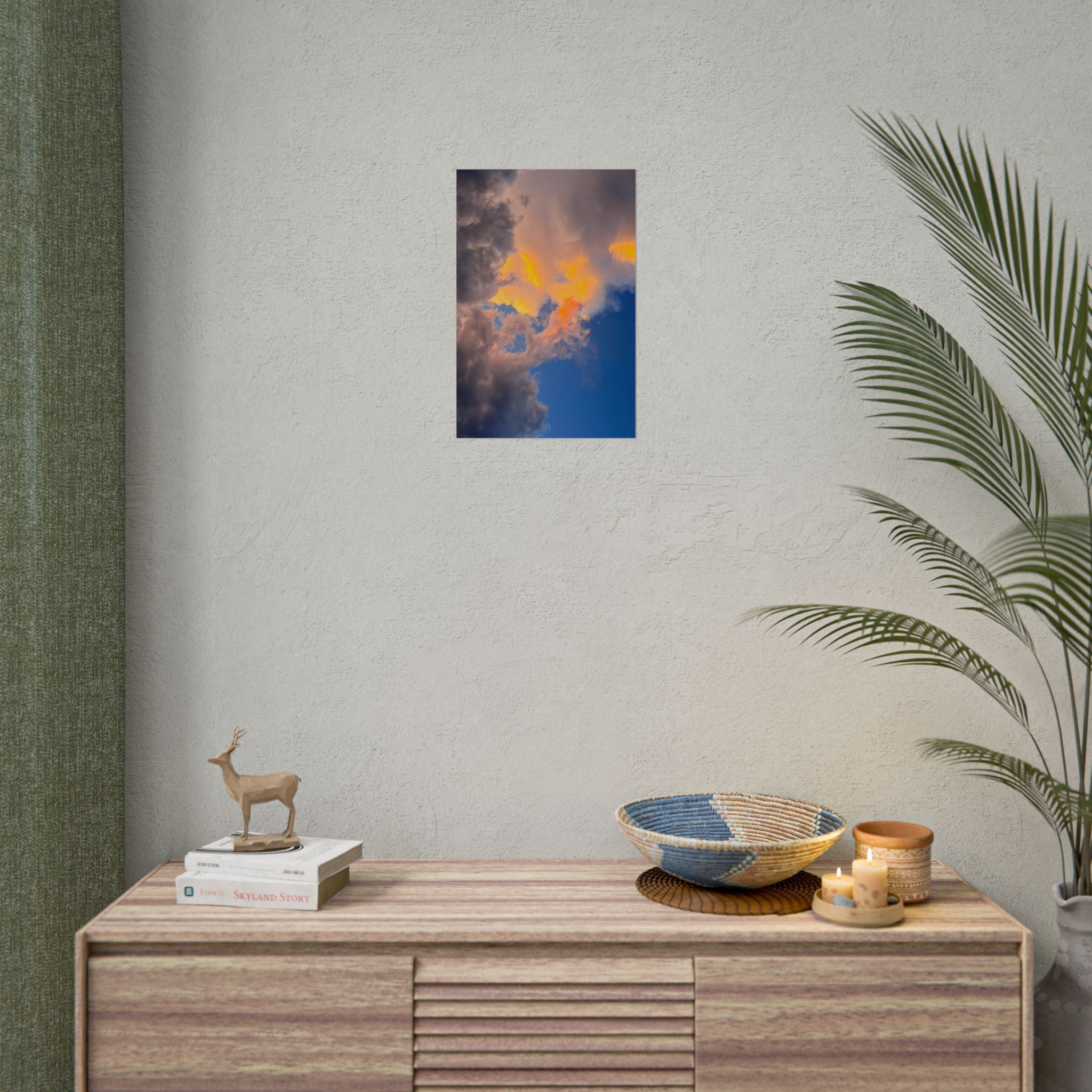Sunset Cloudscape Rolled Poster — Dramatic Orange & Blue Sky Wall Art