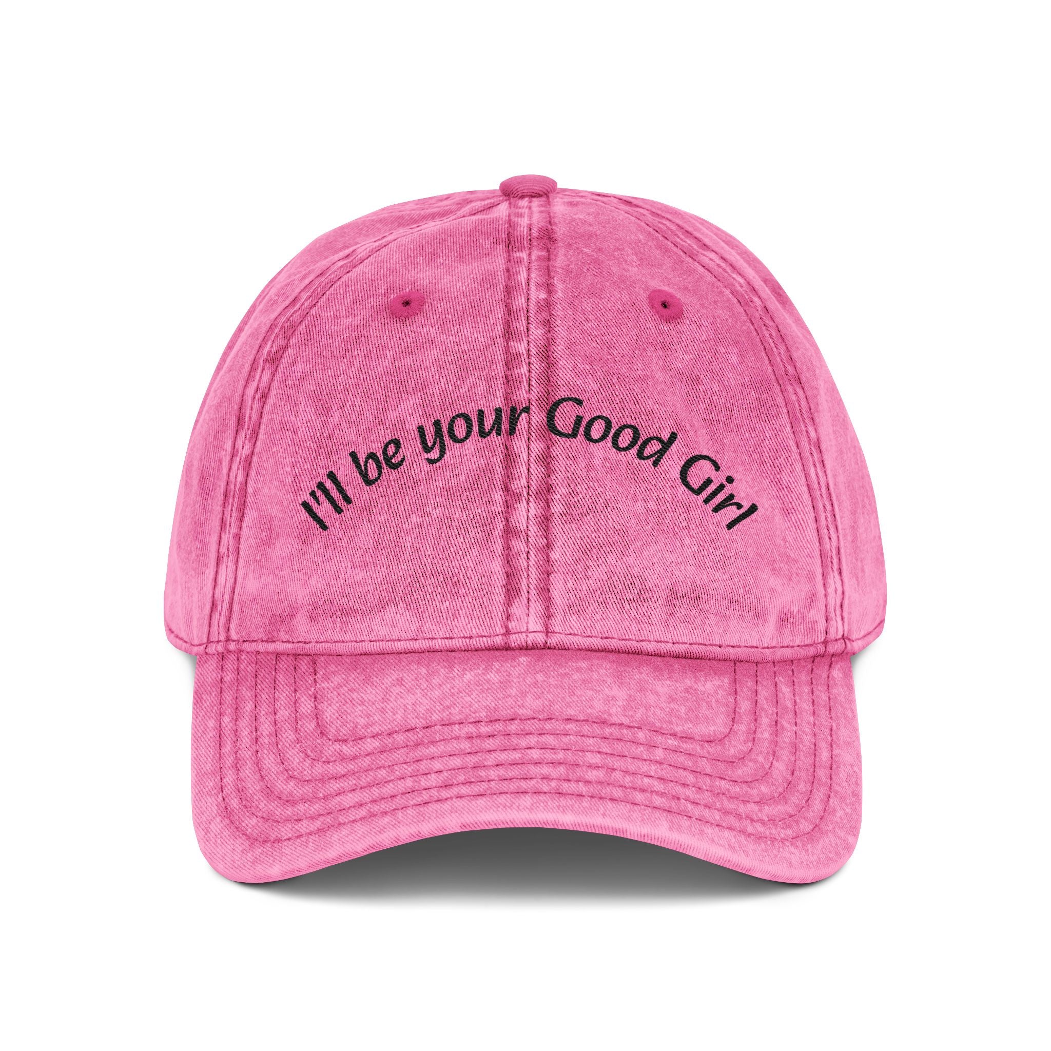 Embroidered Vintage Baseball Cap — "I'll Be Your Good Girl" Red Distressed Hat