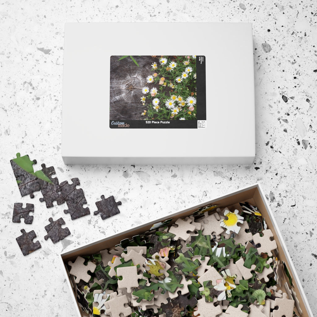 Daisy Garden Puzzle — Rustic Wood & Wildflower Jigsaw (110–1014 pcs)