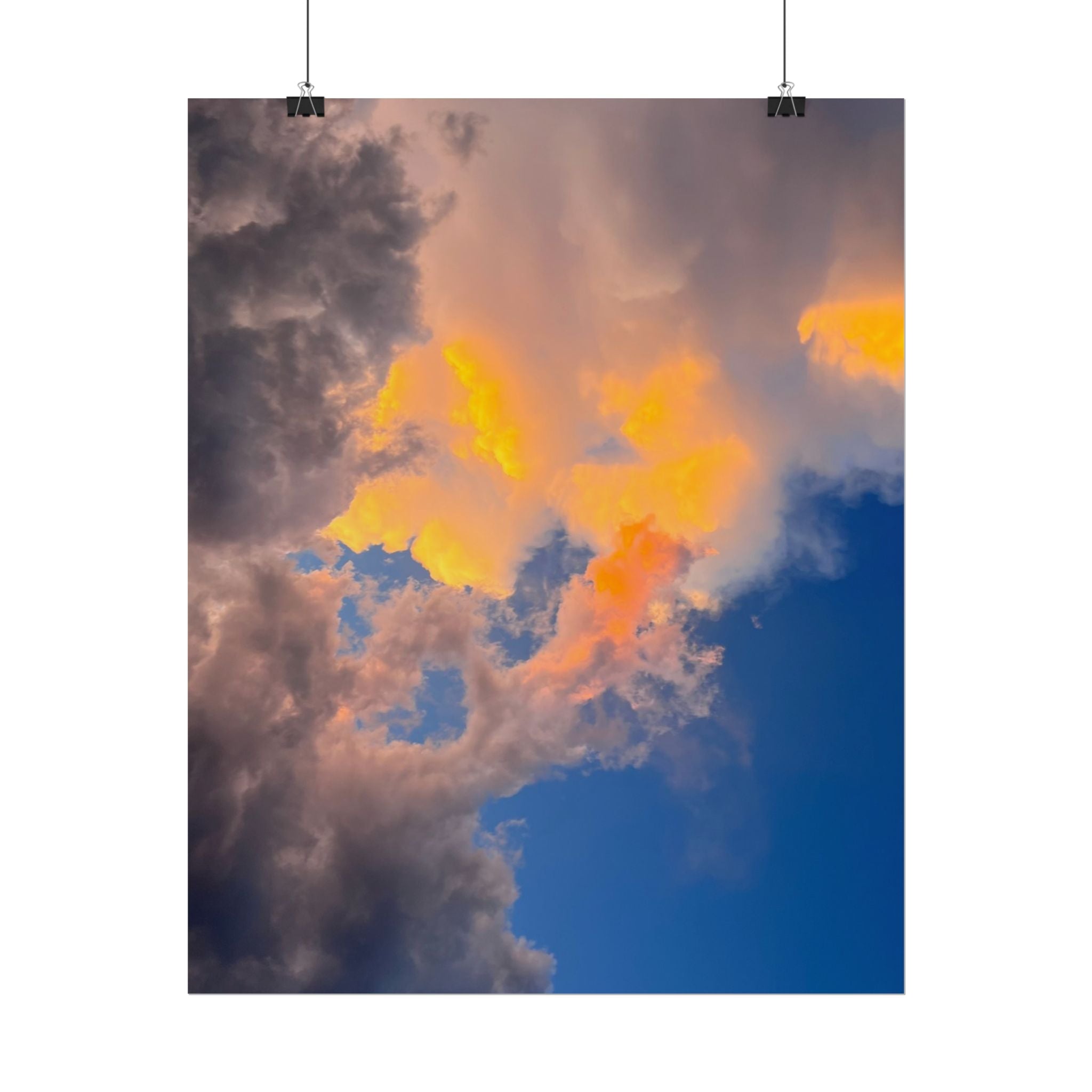 Sunset Cloudscape Rolled Poster — Dramatic Orange & Blue Sky Wall Art