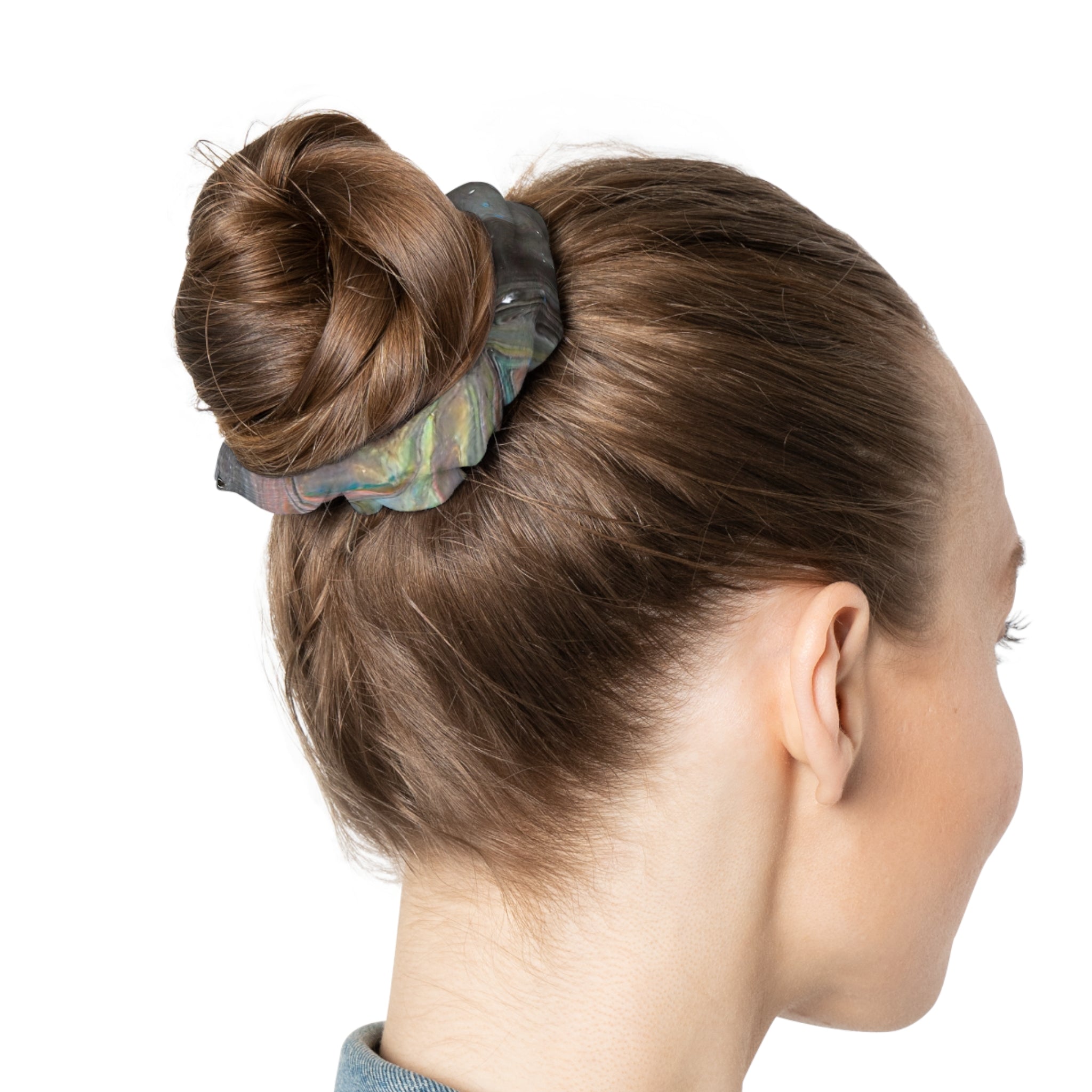 Iridescent Marble Scrunchie — Shimmery Gray Hair Tie