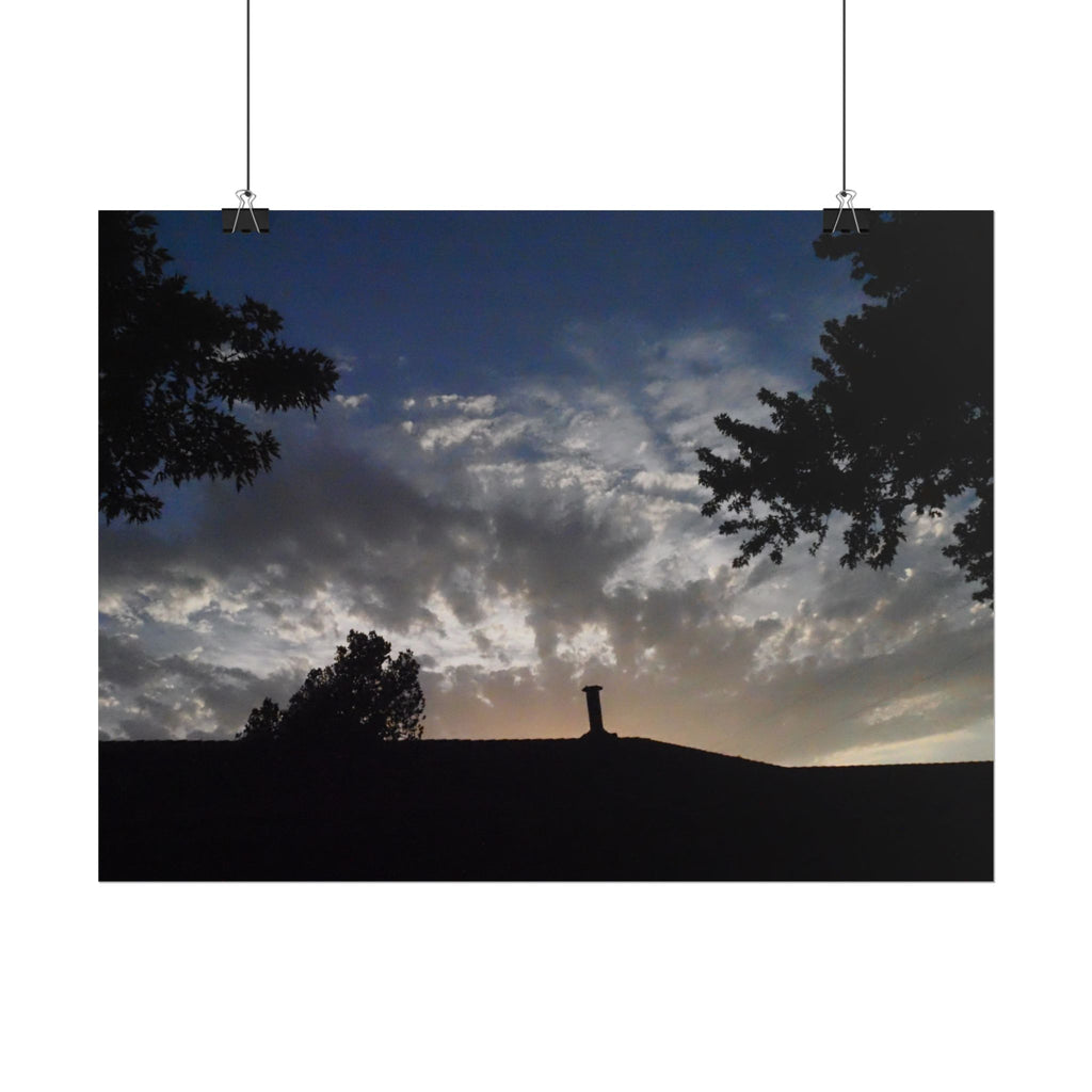 Sunset Silhouette Poster — Dramatic Cloudscape Wall Art