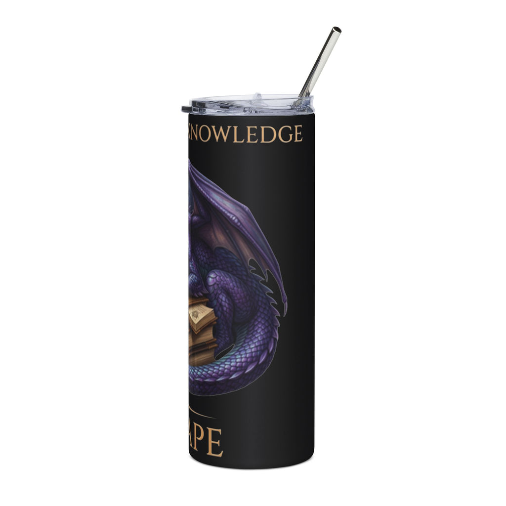 Dragon Guardian 20oz Stainless Steel Tumbler — 'Escape' Book Lover Travel Mug