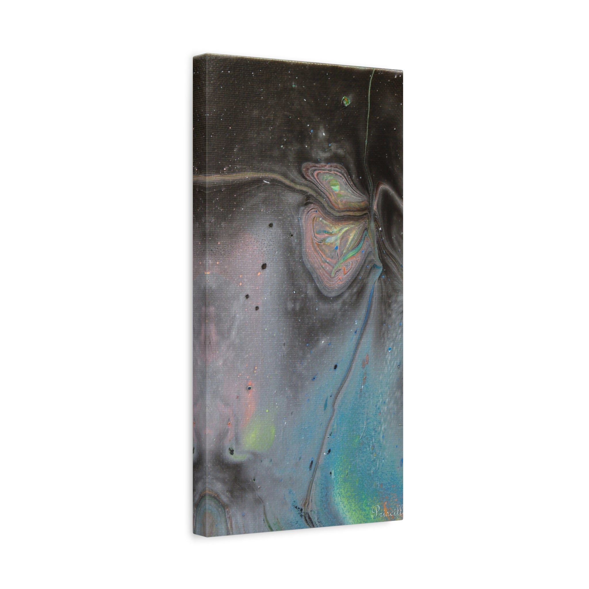 Abstract Fluid Art Canvas Print — Iridescent Galaxy Matte Stretched 1.25"