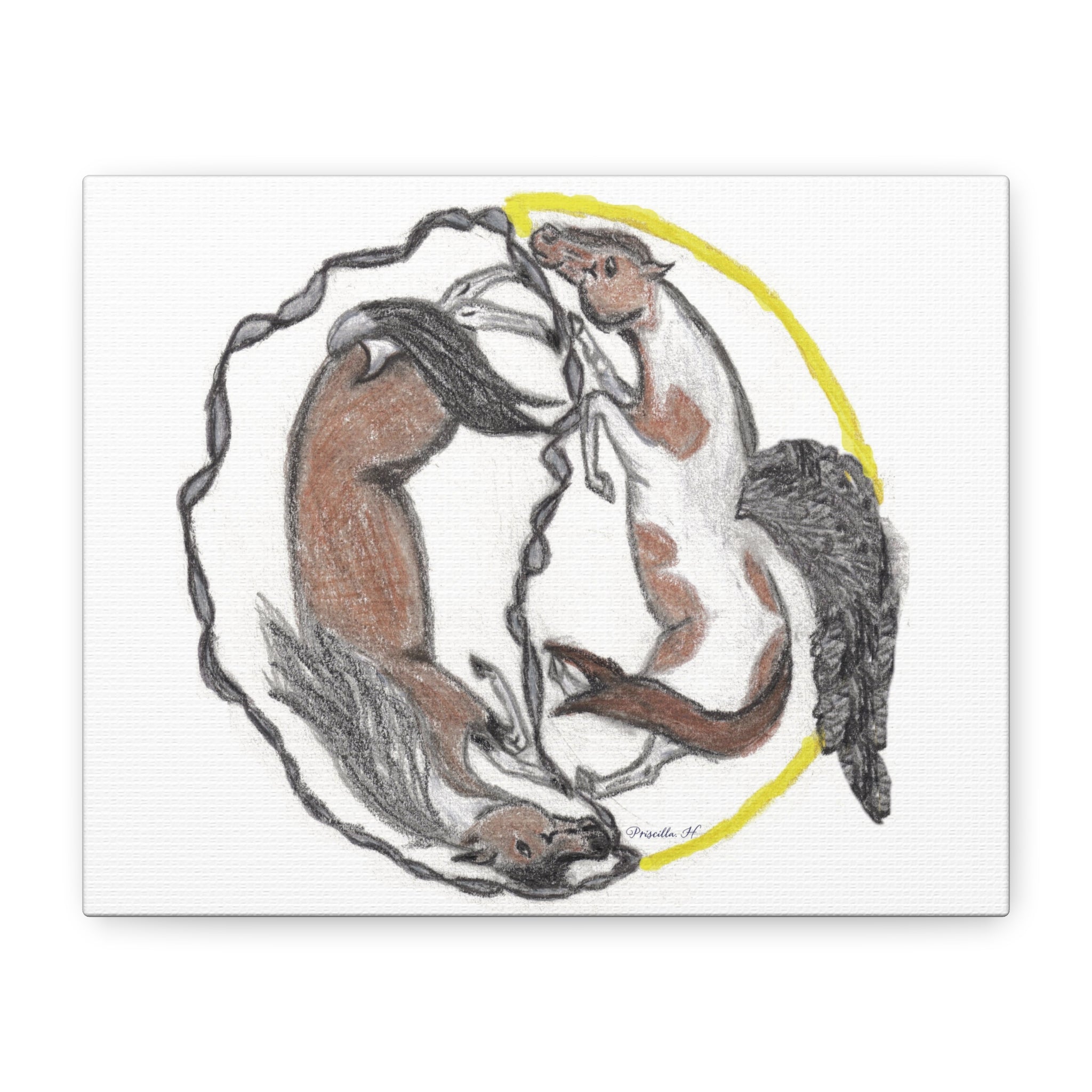 Horse Yin Yang Matte Canvas Wall Art – Stretched 1.25"