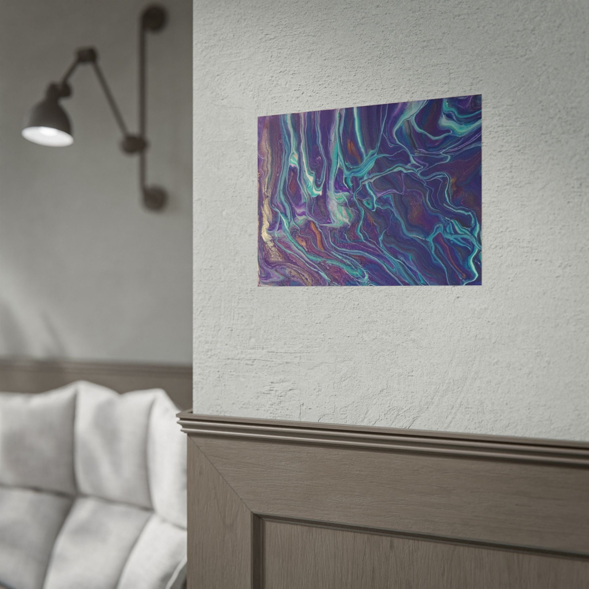 Abstract Fluid Art Poster — Purple Teal Marble Swirl Rolled Poster
