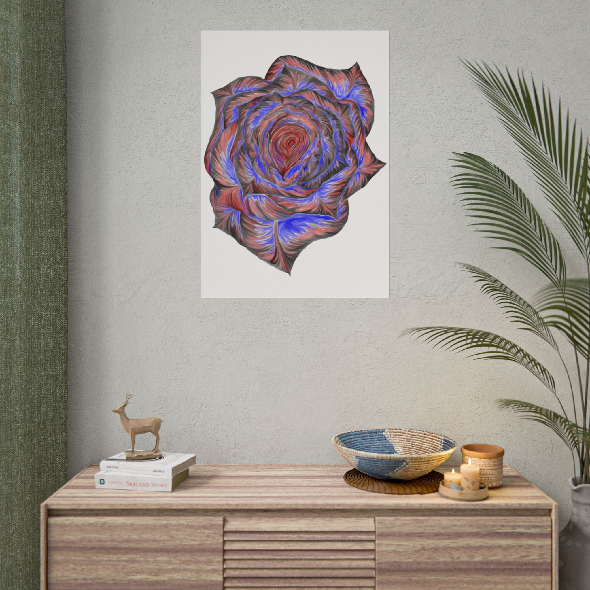 Abstract Rose Art Poster — Colorful Swirl Floral Wall Print