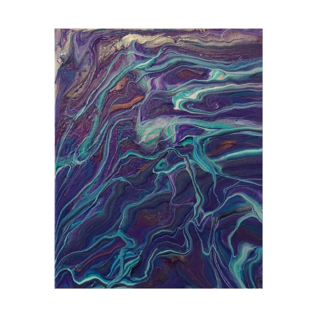 Abstract Fluid Art Poster — Purple Teal Marble Swirl Rolled Poster