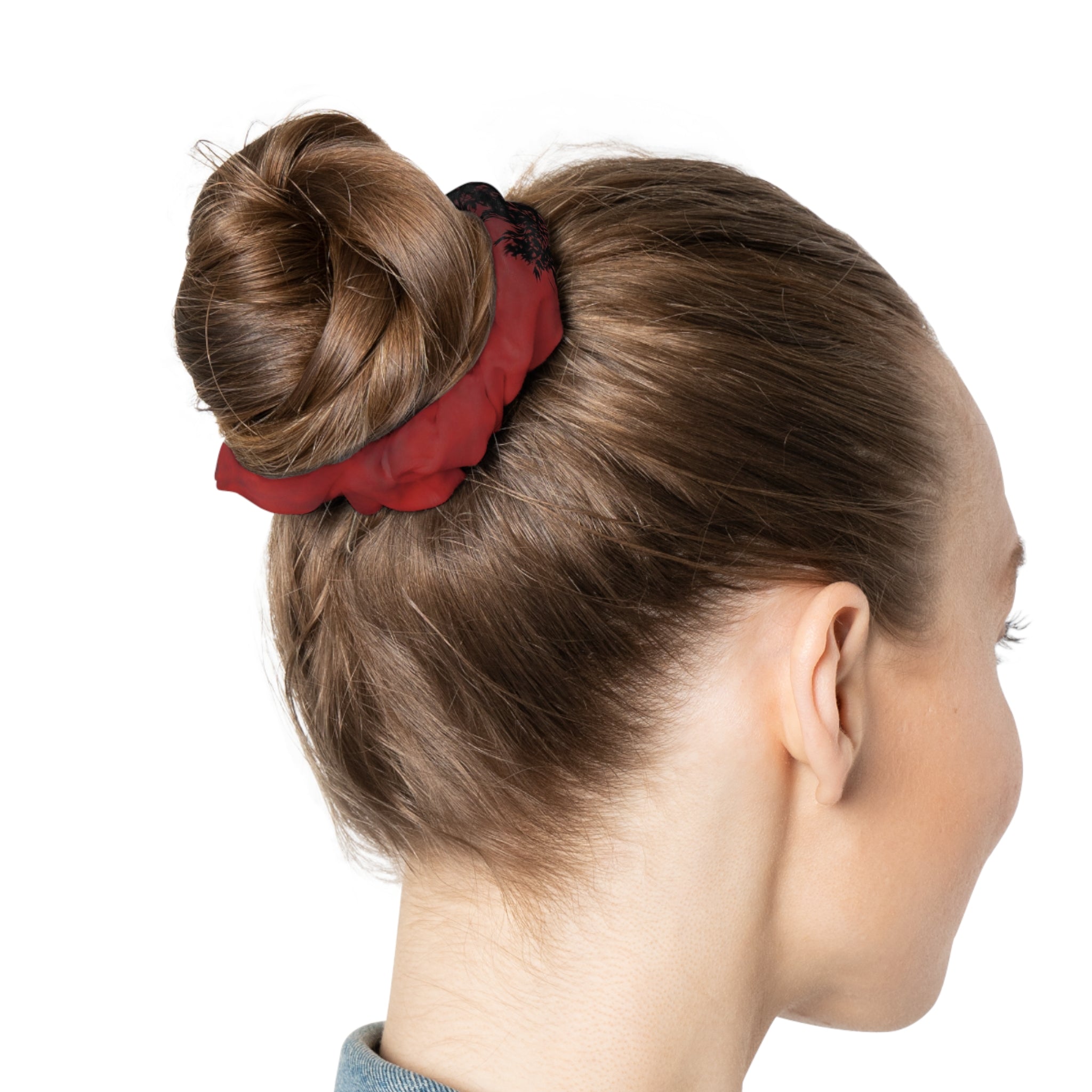 Red & Black Gradient Scrunchie – Soft Tie-Dye Hair Accessory