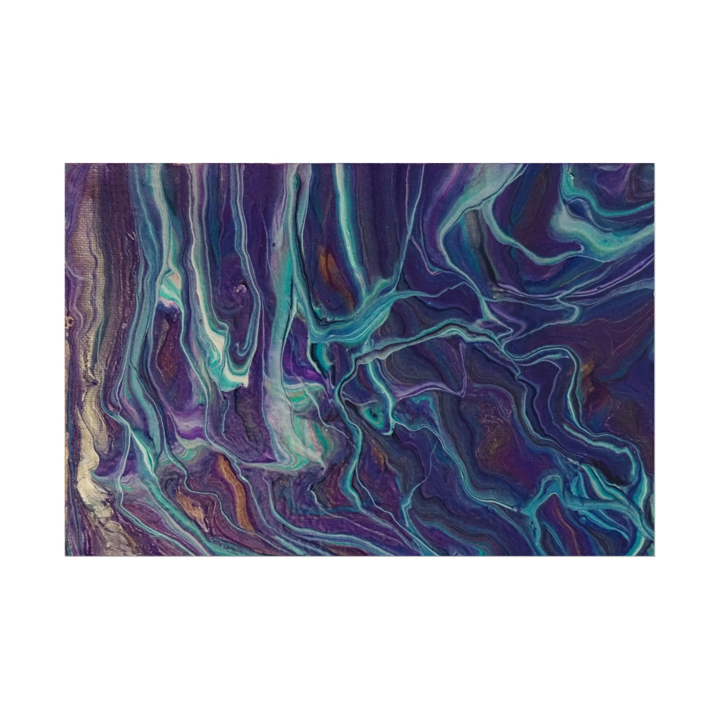 Abstract Fluid Art Poster — Purple Teal Marble Swirl Rolled Poster