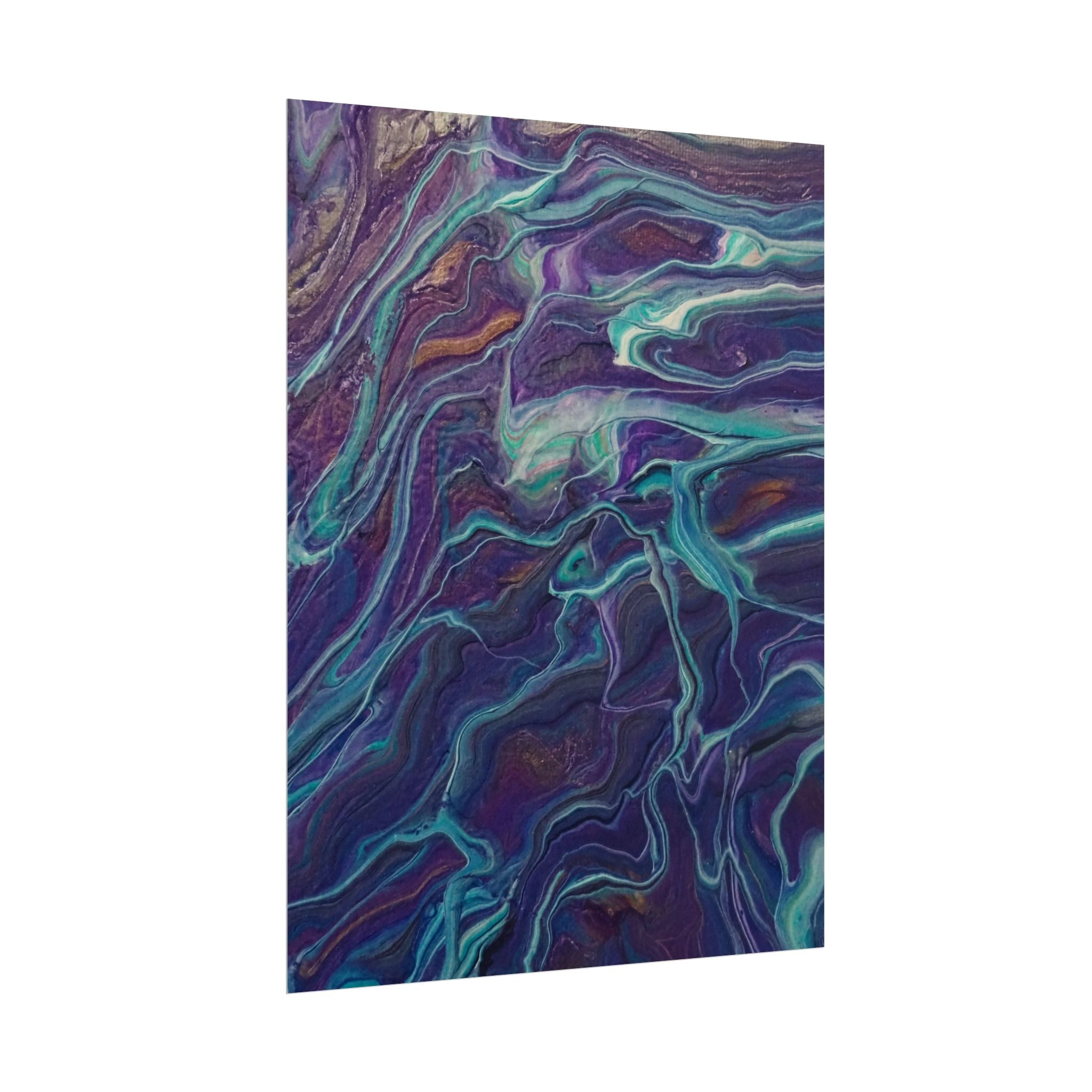 Abstract Fluid Art Poster — Purple Teal Marble Swirl Rolled Poster