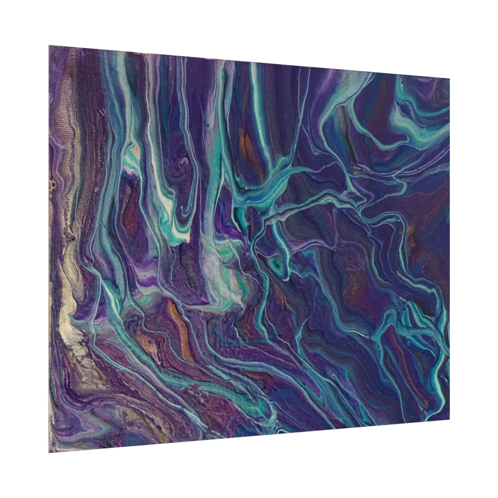Abstract Fluid Art Poster — Purple Teal Marble Swirl Rolled Poster