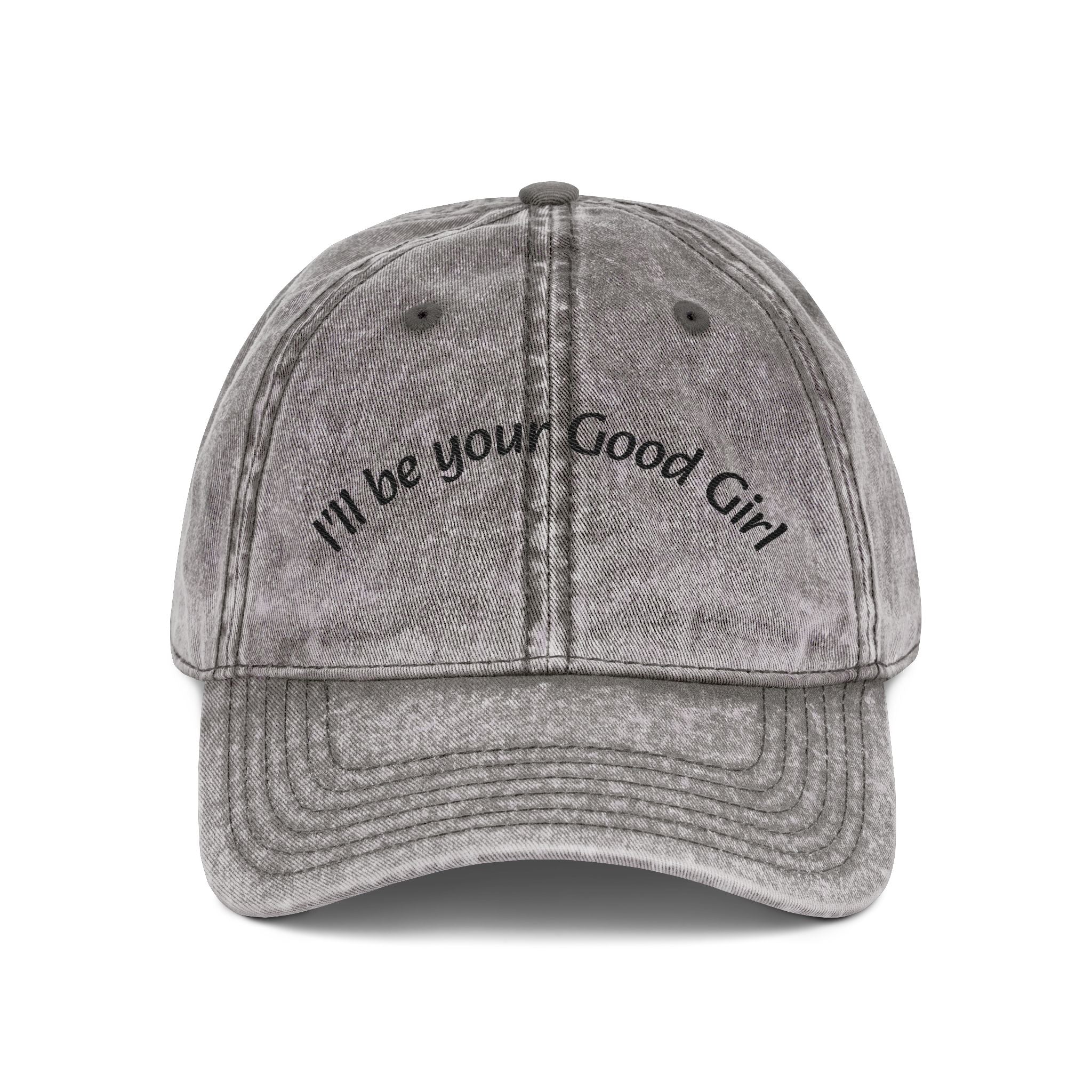 Embroidered Vintage Baseball Cap — "I'll Be Your Good Girl" Red Distressed Hat