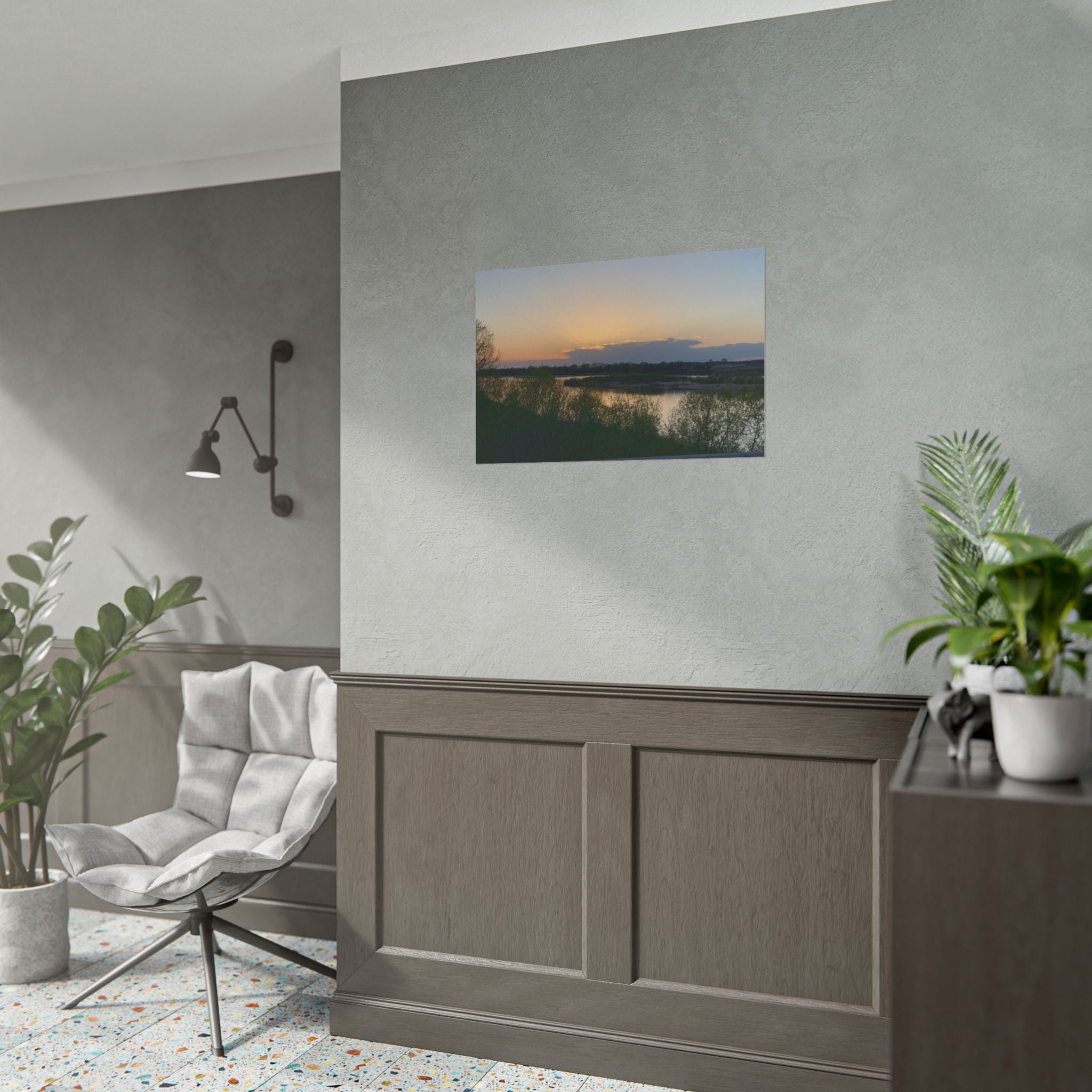 Sunset River Landscape Poster — Rolled Nature Wall Art