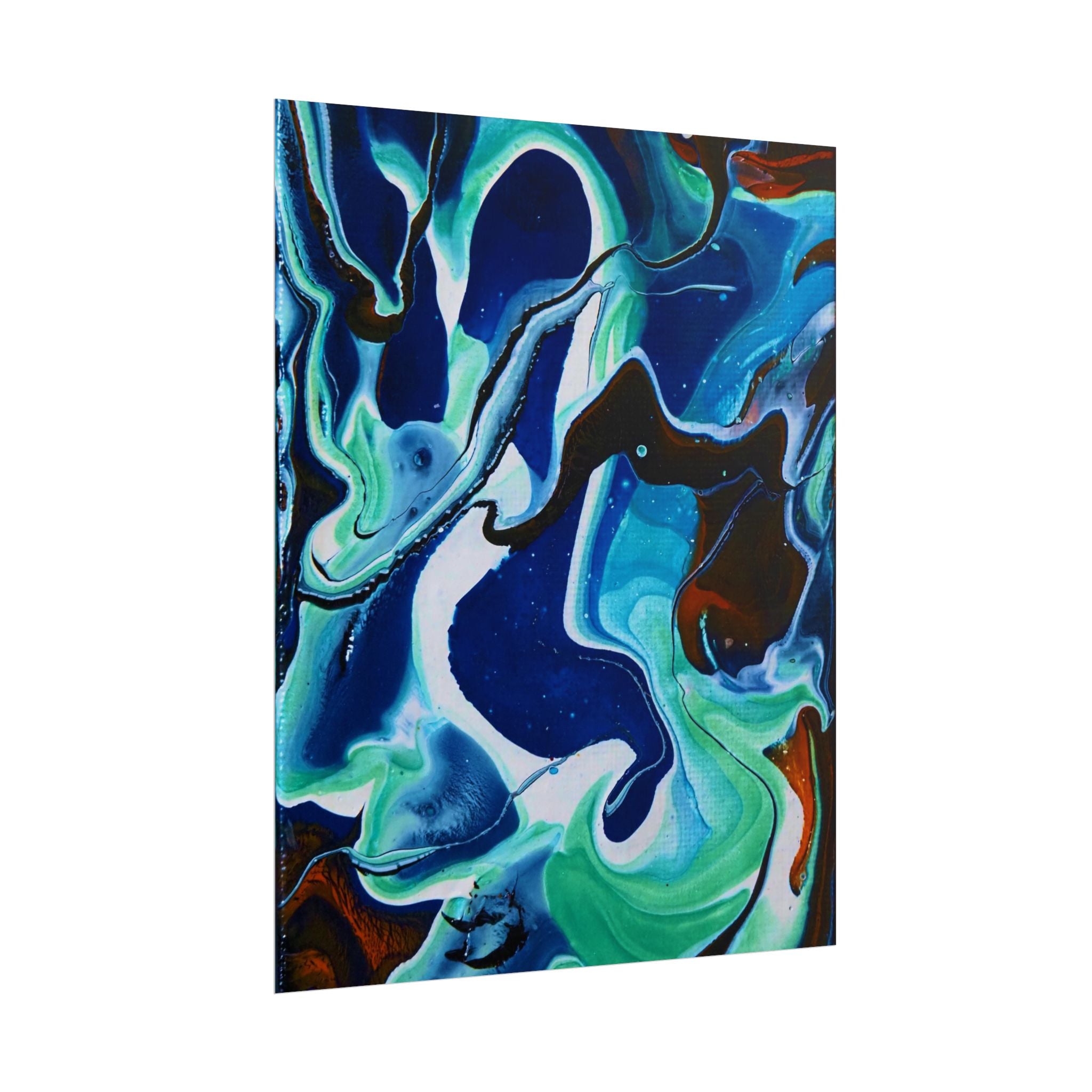 Abstract Ocean Swirl Rolled Poster — Blue & Teal Fluid Art Wall Print
