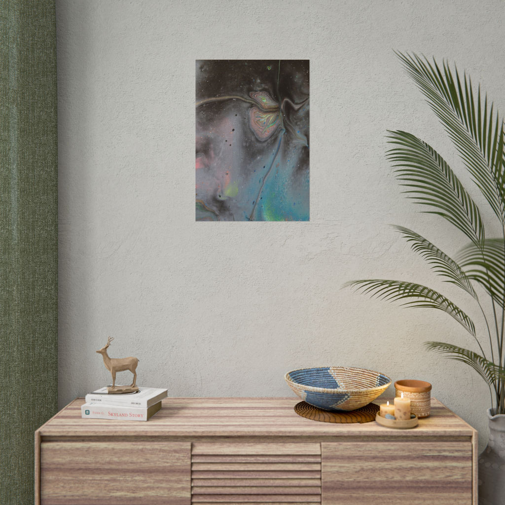 Abstract Galaxy Poster — Iridescent Fluid Art Rolled Poster