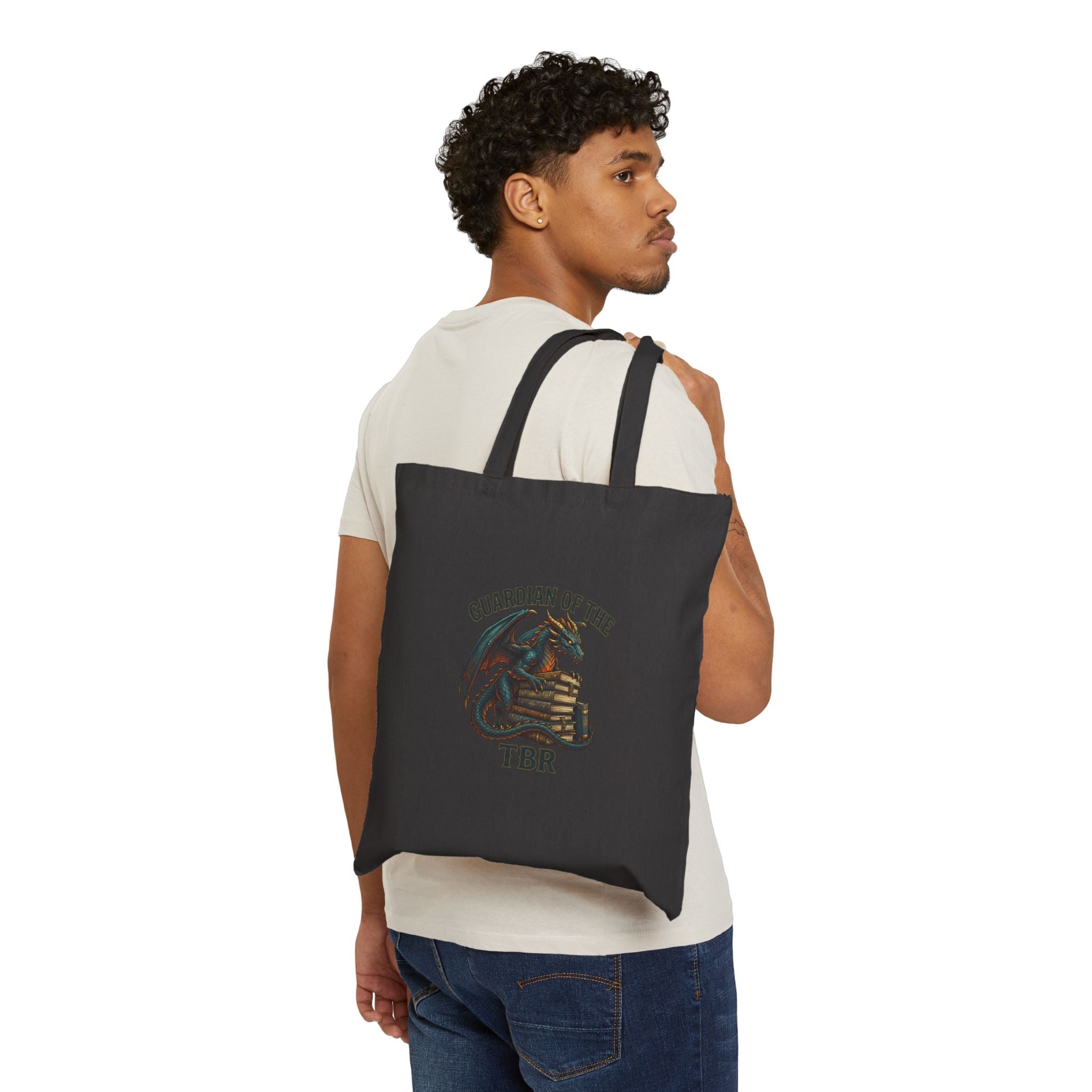 Guardian Dragon Tote, fantasy art, mythical creature, dark academia