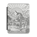 Unicorn Desert Kindle Case — Intricate Line Art Fantasy E-Reader Cover