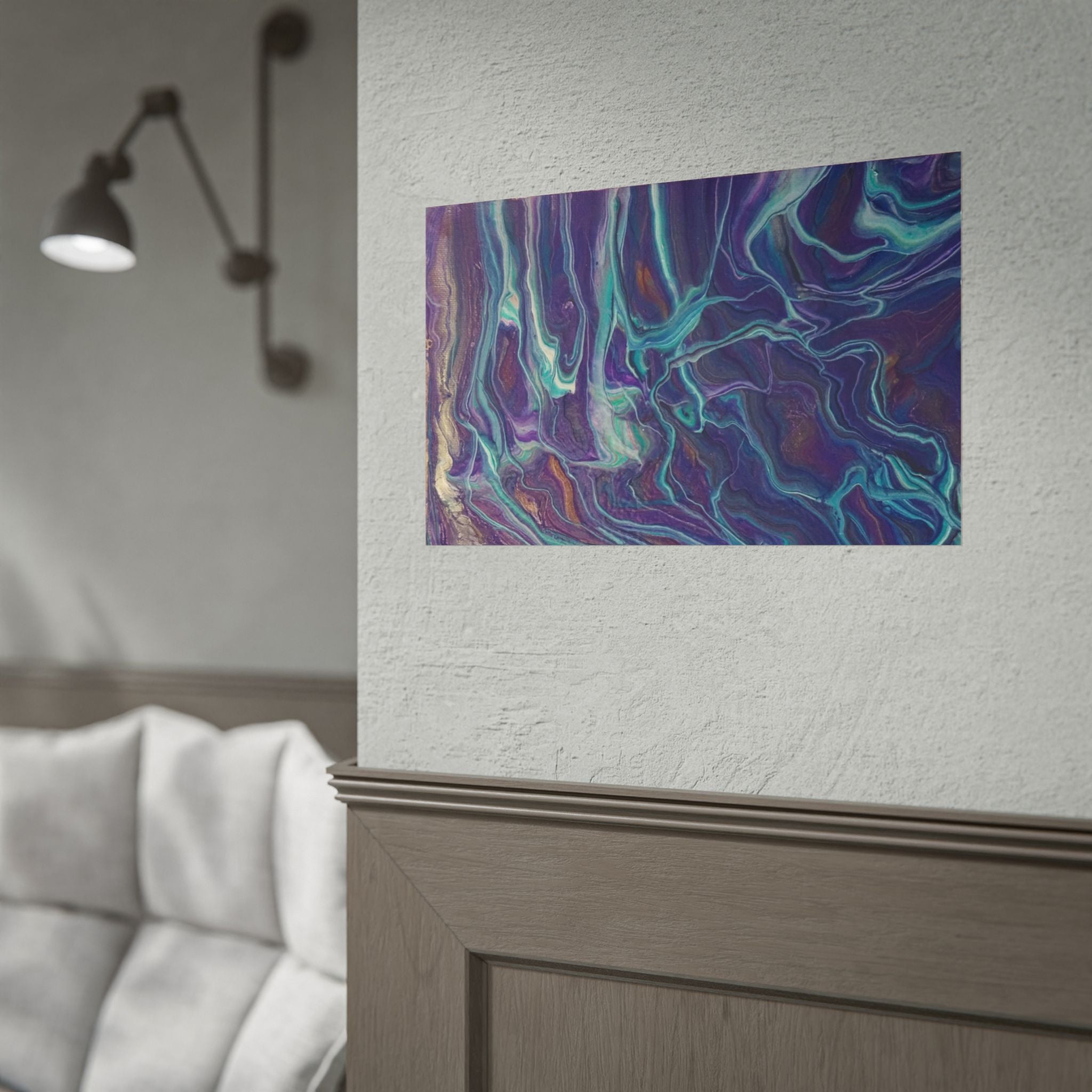 Abstract Fluid Art Poster — Purple Teal Marble Swirl Rolled Poster