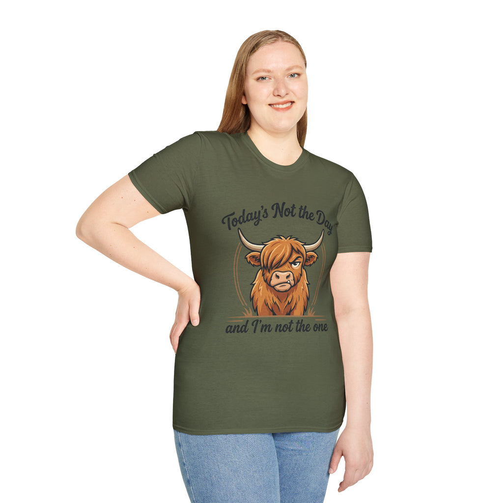 Snarky Highland Cow T-Shirt — 'Gets the Point Across' Graphic Tee