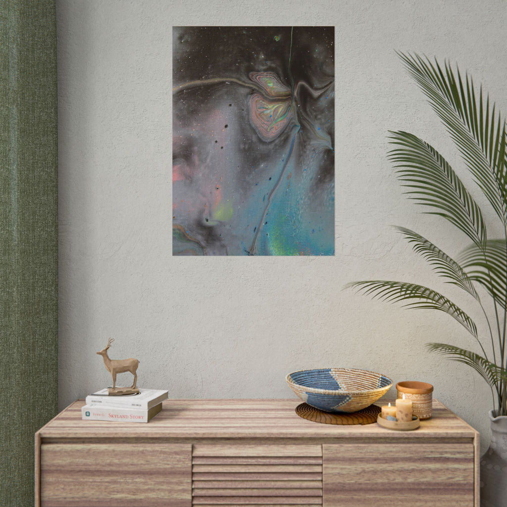 Abstract Galaxy Poster — Iridescent Fluid Art Rolled Poster