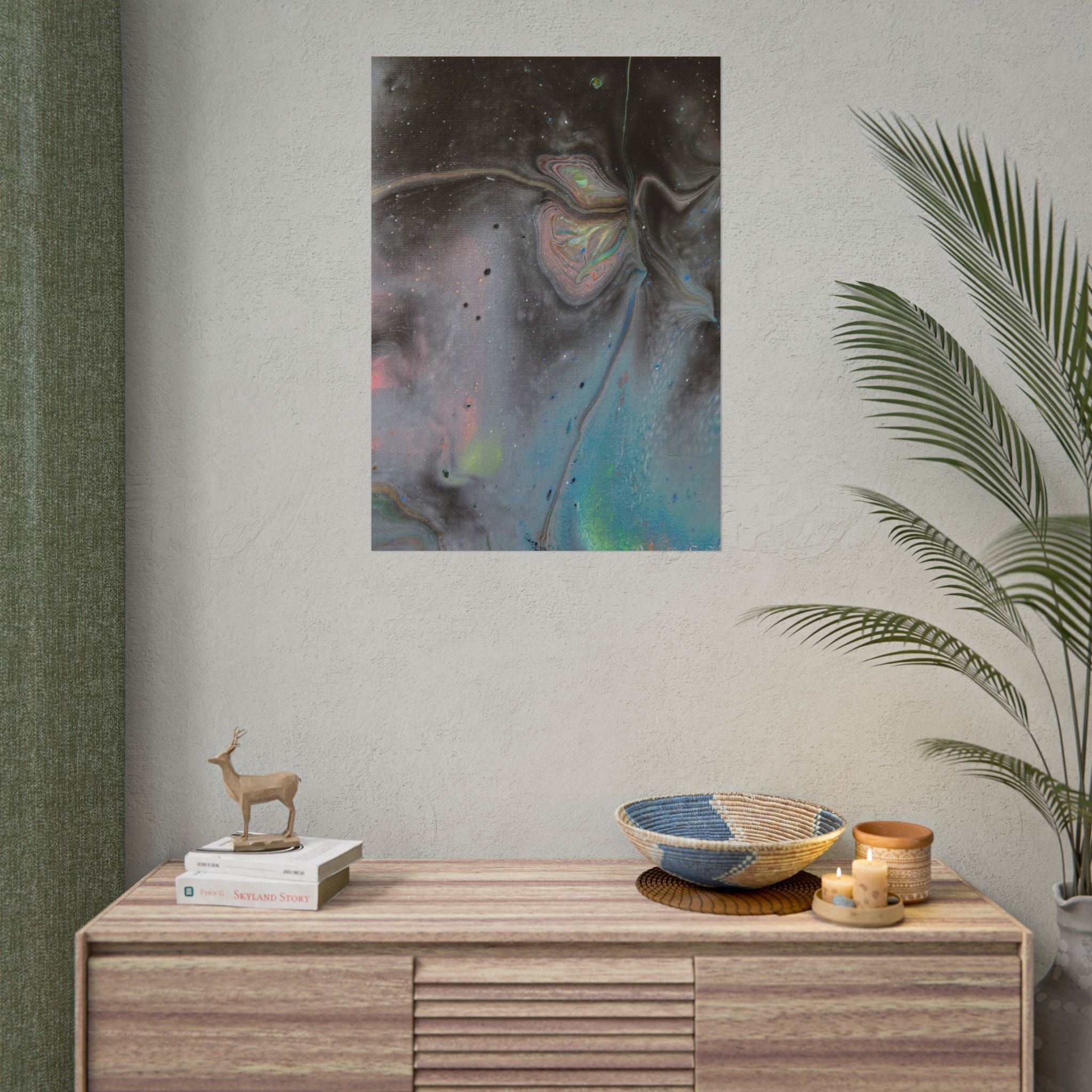 Abstract Galaxy Poster — Iridescent Fluid Art Rolled Poster
