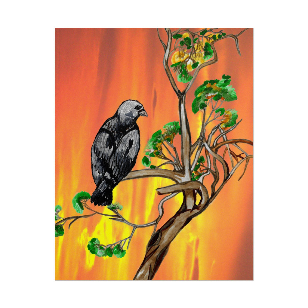 Raven on Sunset Branch Poster — Rolled Art Print