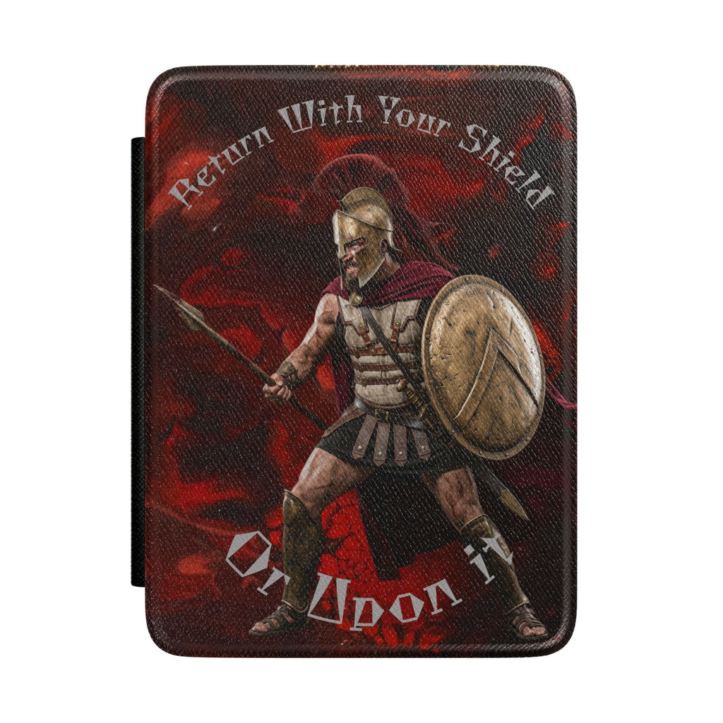 Spartan Warrior Kindle Case — Red & Black Acrylic Pour Mixed-Media Cover