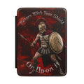 Spartan Warrior Kindle Case — Red & Black Acrylic Pour Mixed-Media Cover