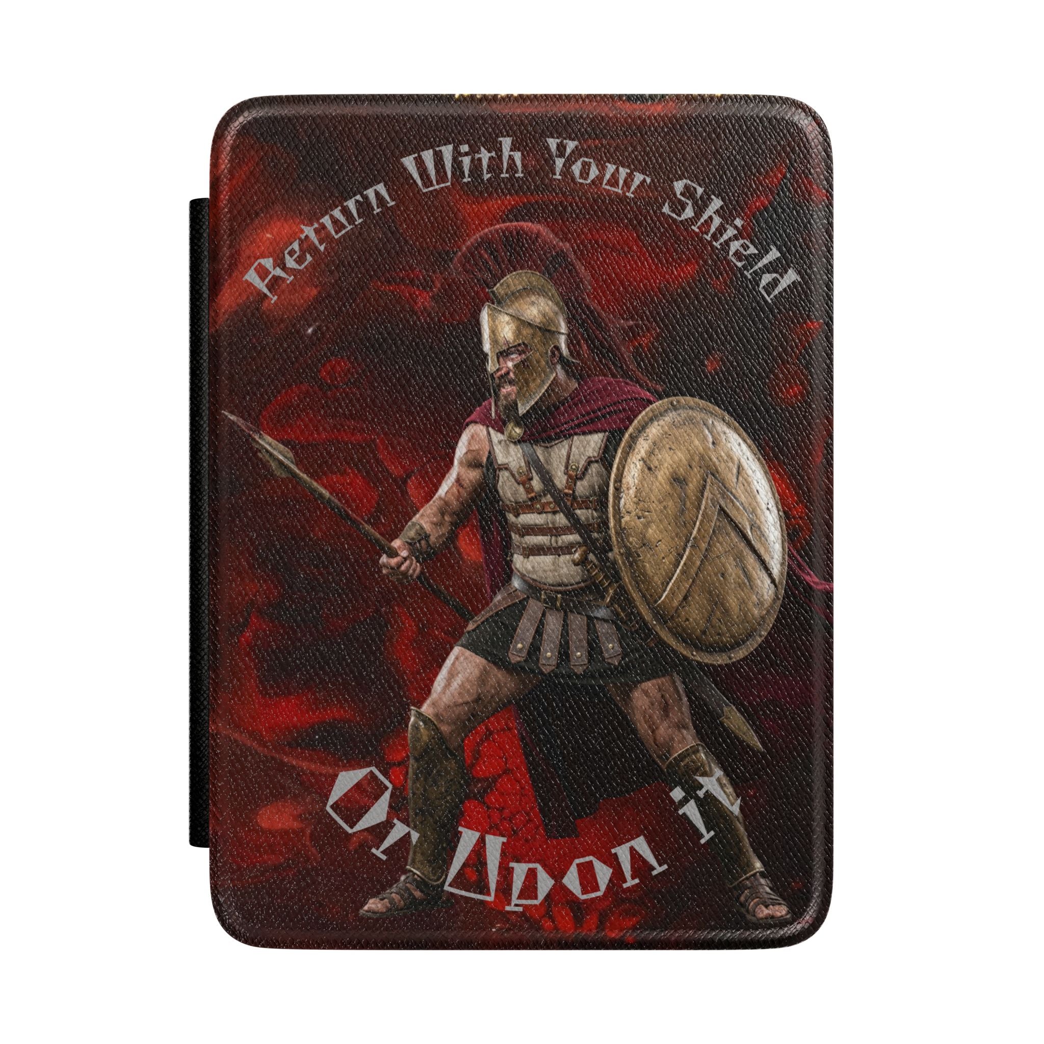 Spartan Warrior Kindle Case — Red & Black Acrylic Pour Mixed-Media Cover