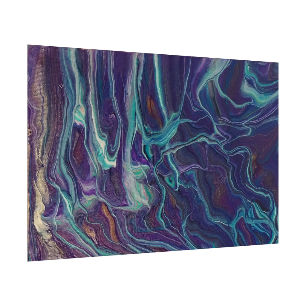 Abstract Fluid Art Poster — Purple Teal Marble Swirl Rolled Poster