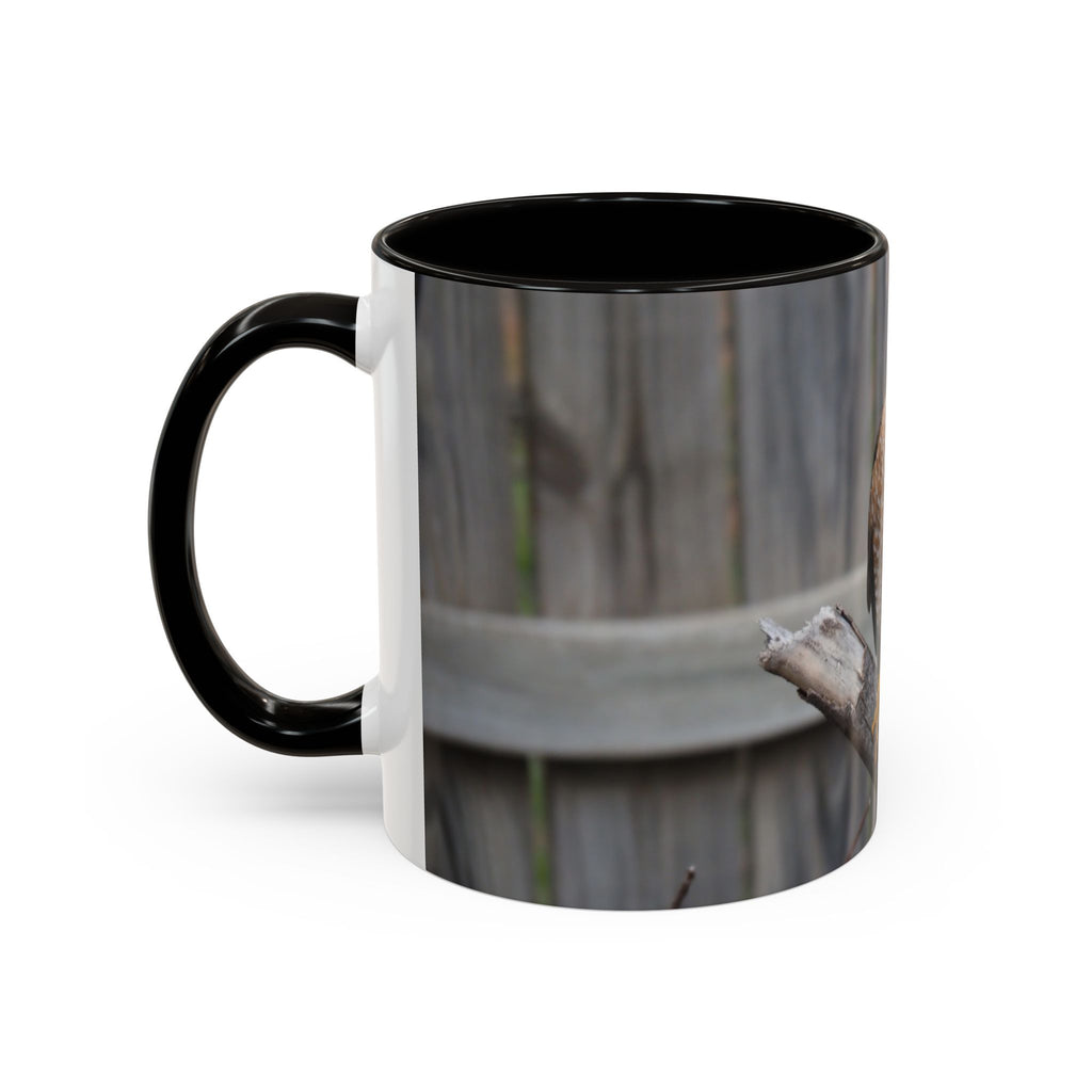 Hawk Photo Mug (11oz/15oz) — Wildlife Coffee Cup with Sharp-Shinned Hawk Image