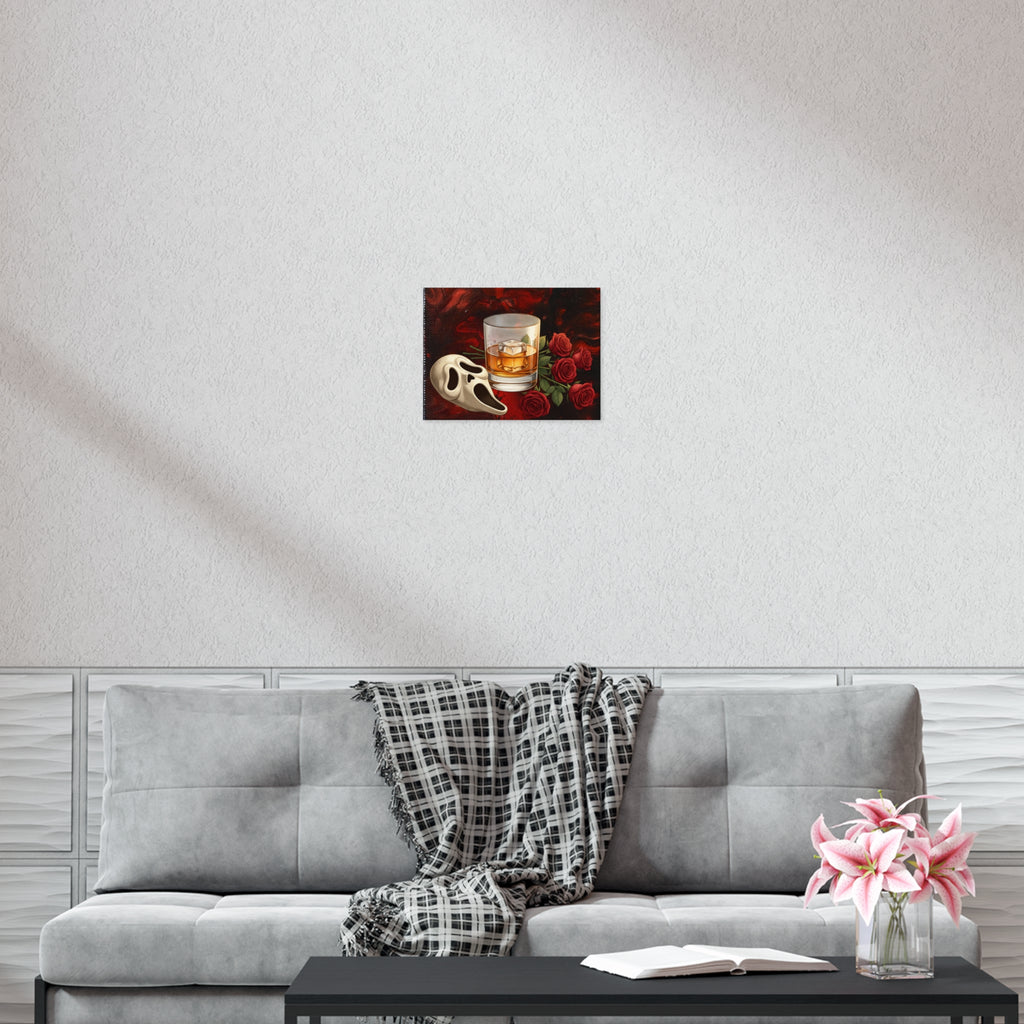 Whiskey & Roses Poster — Dark Gothic Skull dark romance themed Mask Wall Art