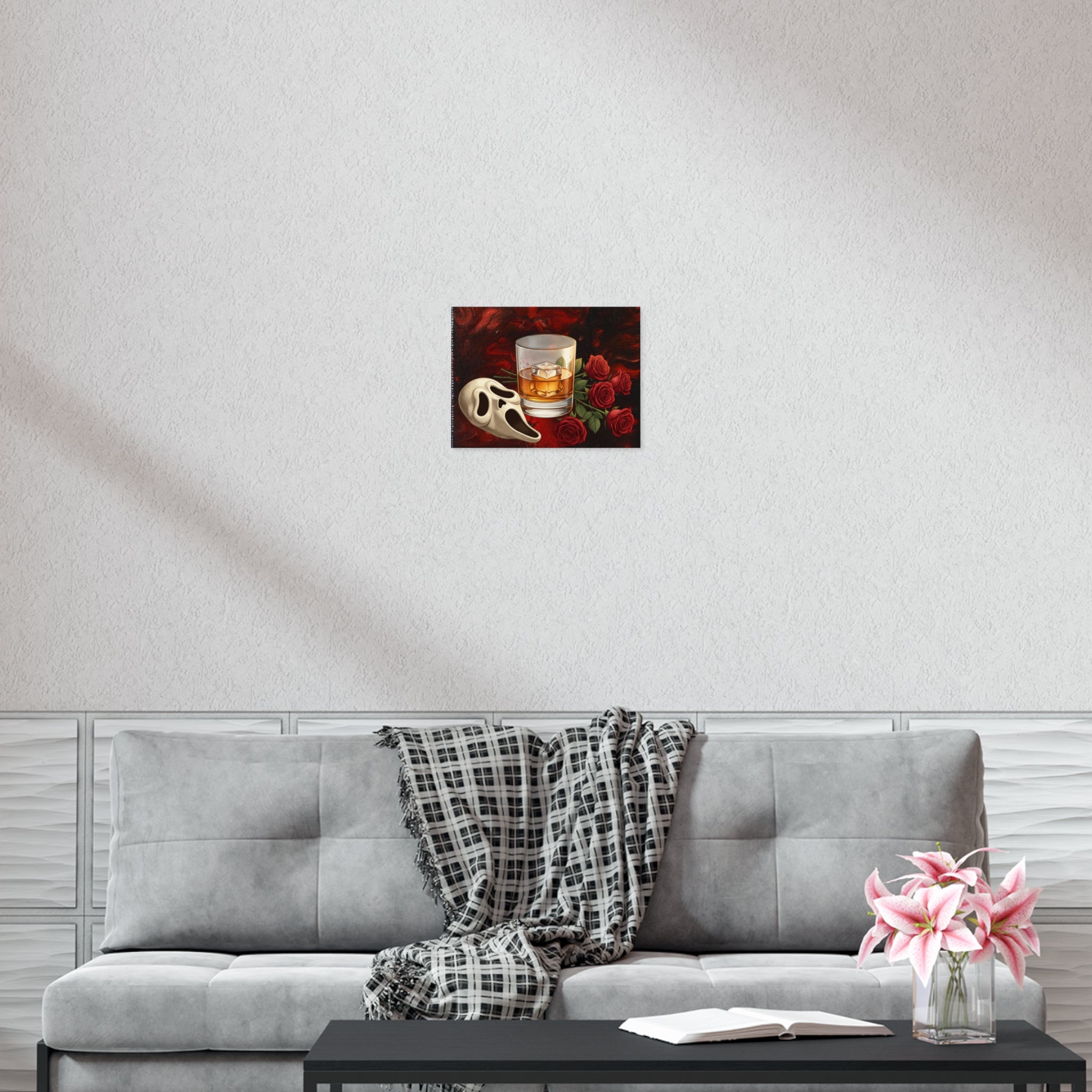 Whiskey & Roses Poster — Dark Gothic Skull dark romance themed Mask Wall Art