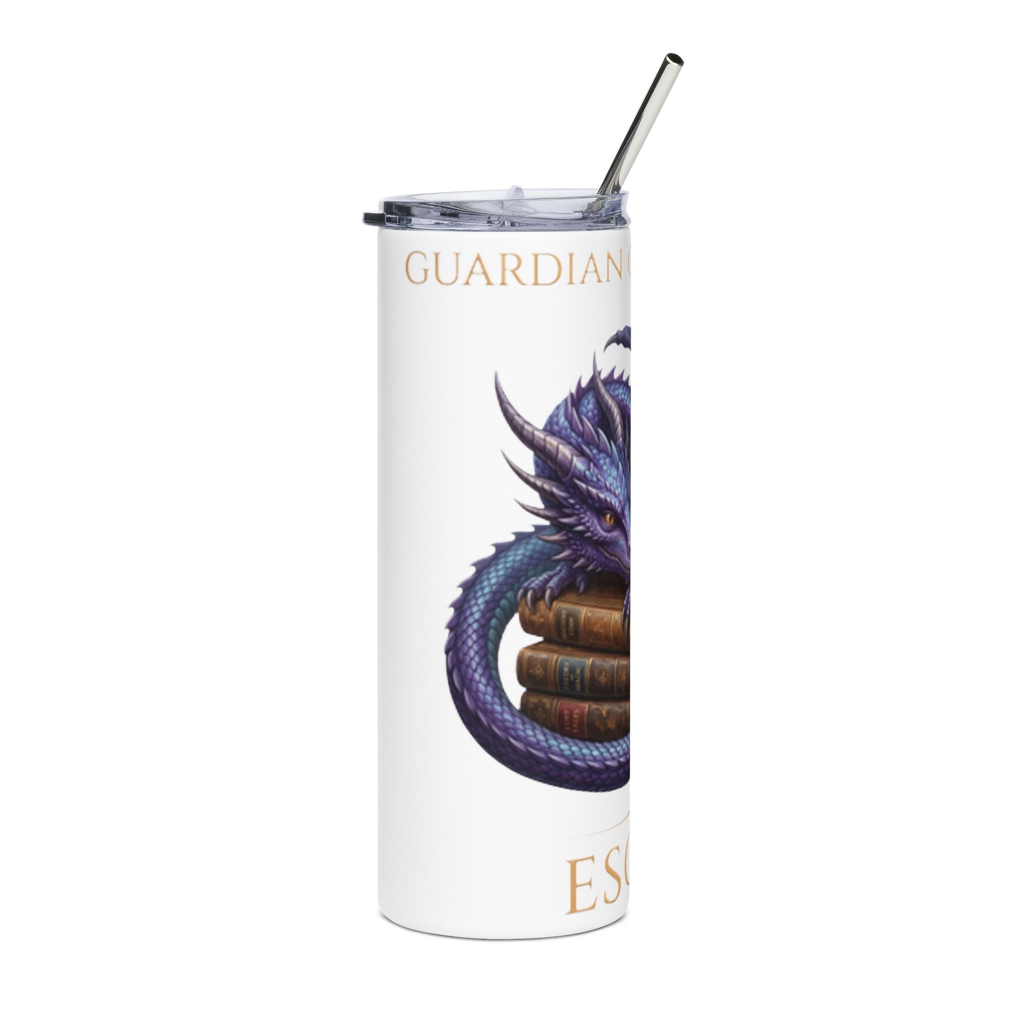 Dragon Guardian 20oz Stainless Steel Tumbler — 'Escape' Book Lover Travel Mug